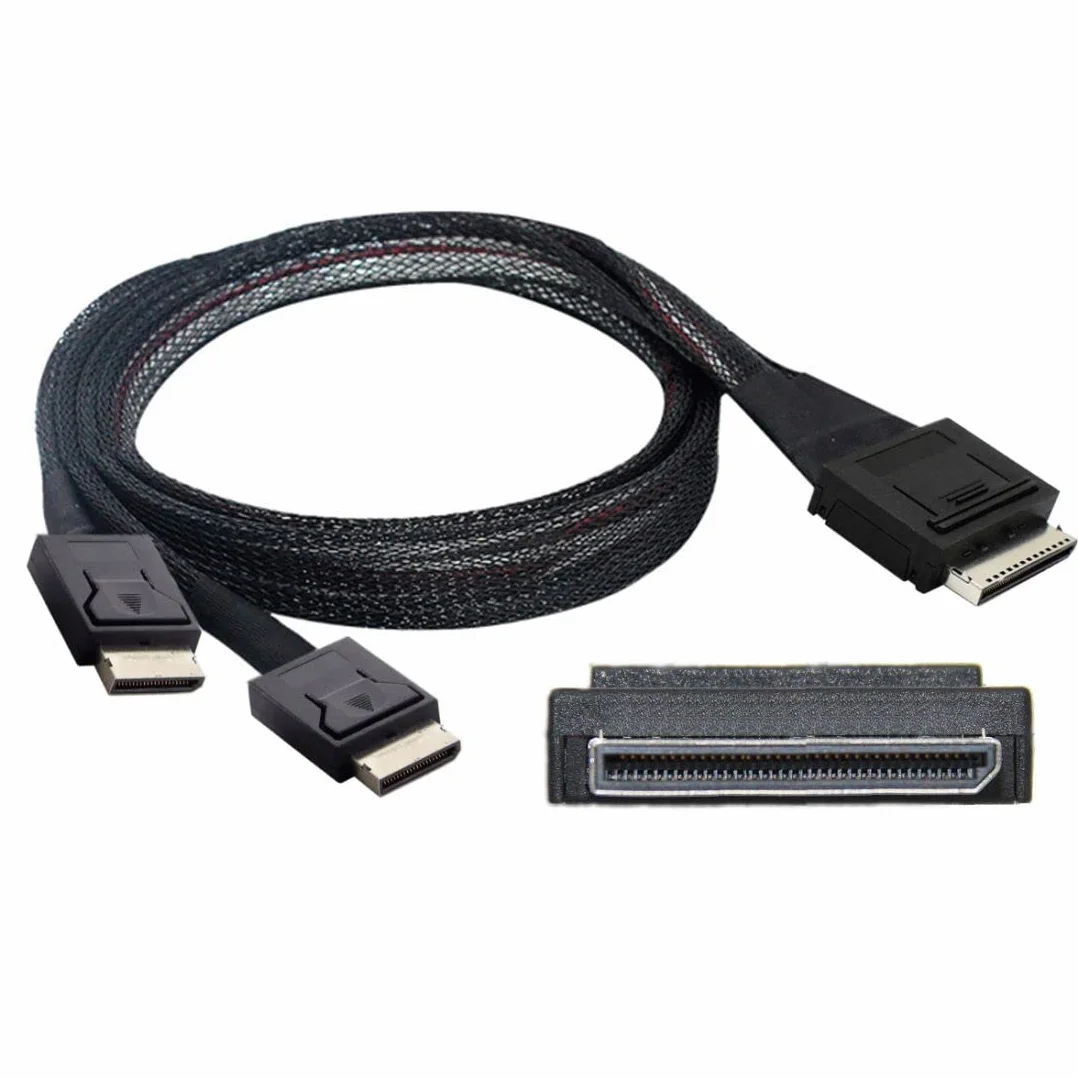 chenyang CY SFF-8611 - Cable SFF-8611 a SFF-8611 (conector de datos SSD, 1 macho a 2 conectores SSD, 50 cm)