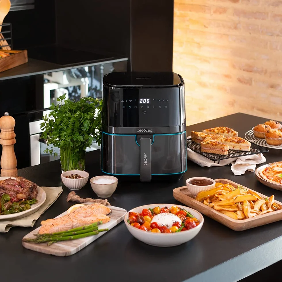 Cecotec Freidora sin Aceite 5,5 L Aire Caliente Cecofry Full InoxBlack 5500 Pro 1700 W