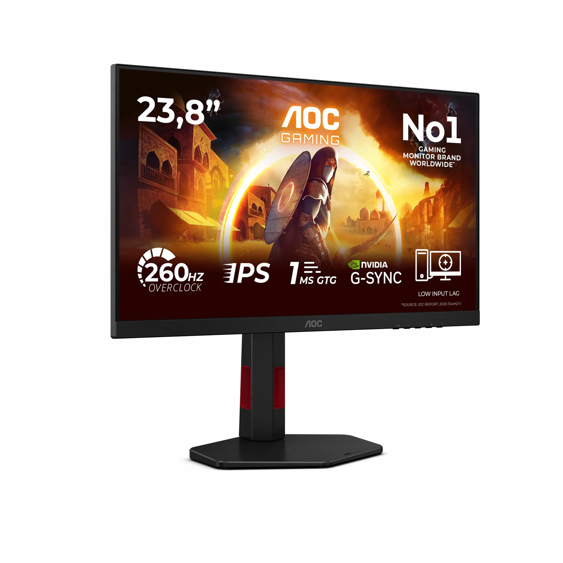 AOC 24G4ZR Gaming Monitor 24 Pulgadas 260Hz Panel Fast IPS, 1ms GtG, HDR10, G-Sync Compatible, Altura Ajustable, (1920x1080 HDMI 2X 2.0 DP 1x 1.4) Negro