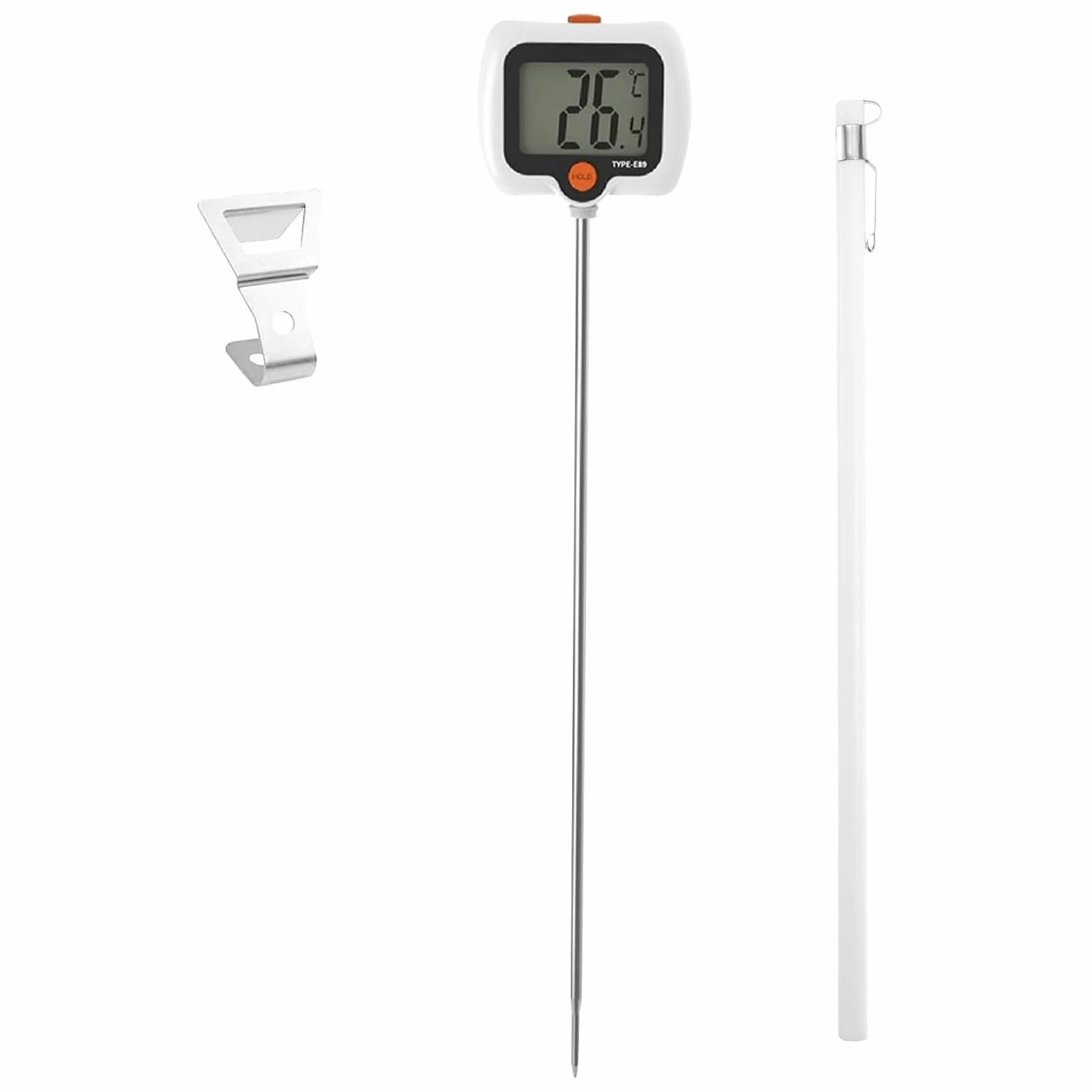 Termómetro De Caramelo con Sonda Larga y Clip - Termómetro de Fritura Profunda con Pantalla Giratoria