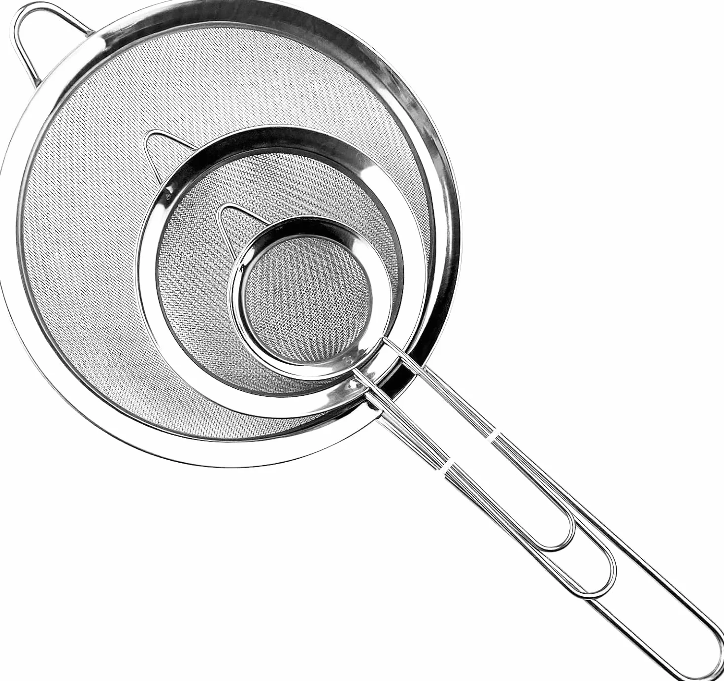 Relota Colador de Cocina Acero Inoxidable 19/25/35 cm Juego de 3 Malla Fina Tamiz de Harina