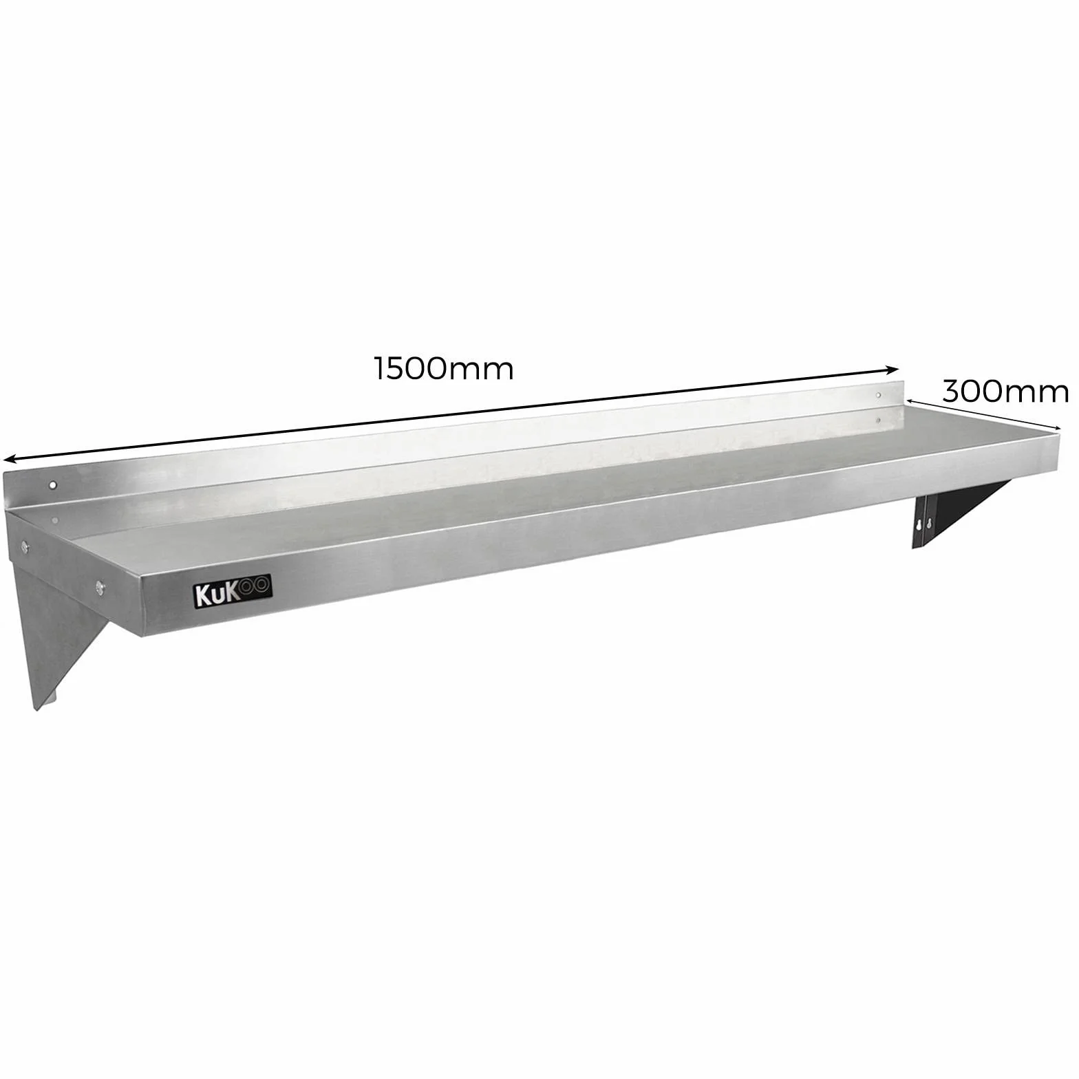 KuKoo Estantes de Pared 150cm x 30cm de Acero Inoxidable para Cocina, Bar y Restaurante