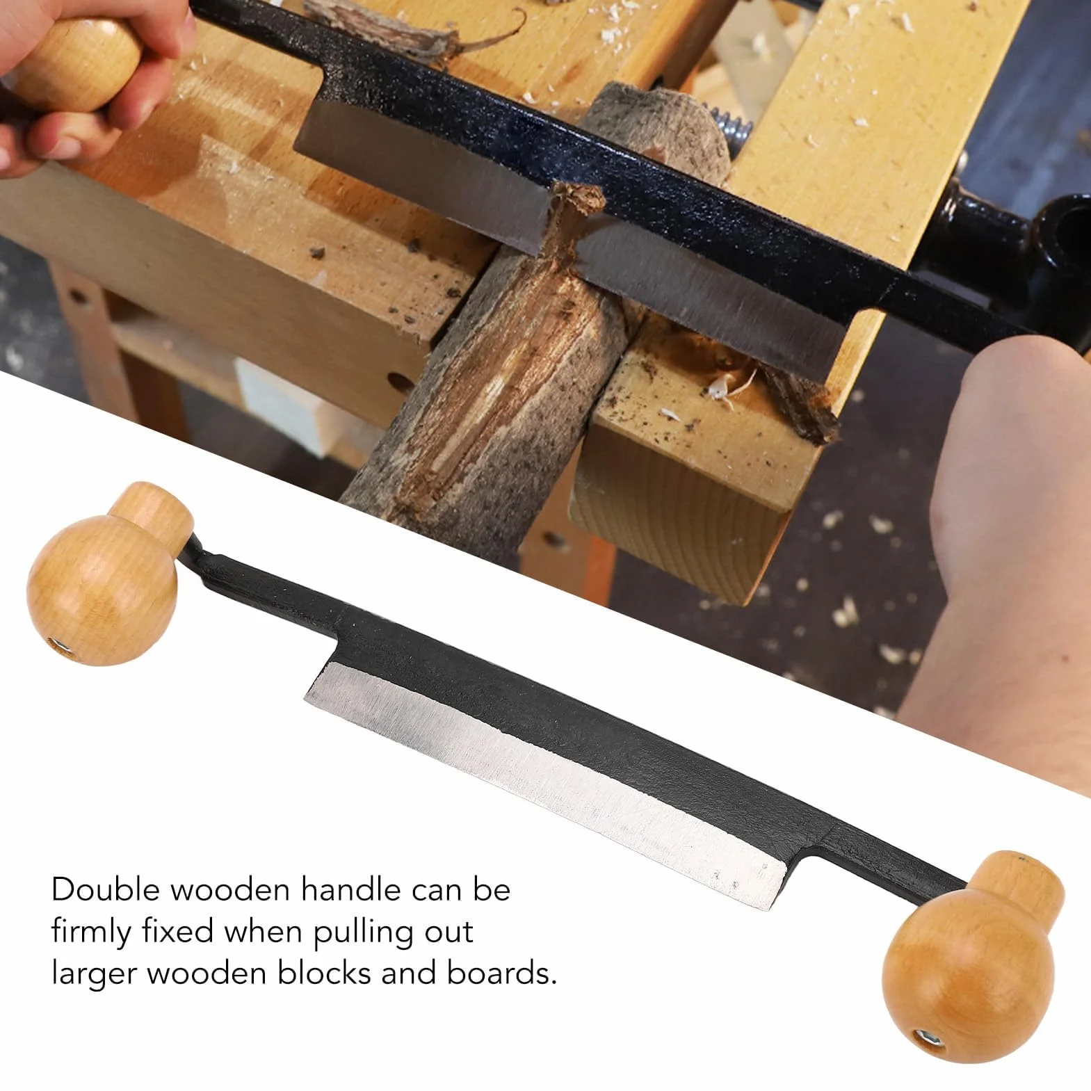 Cuchillo de dibujo recto doble antideslizante mango madera incisivo hoja acero tungsteno herramienta mano afeitado carpintería
