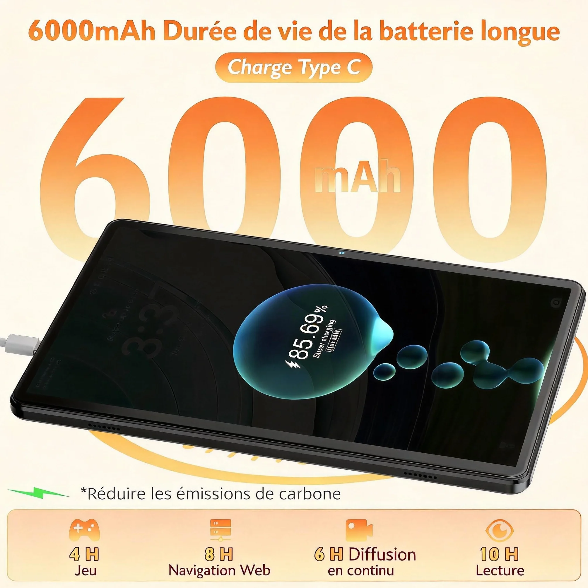 Tablet 10 Pulgadas Android 15 con Funda, 18GB RAM (6+12) 128GB, Octa-Core T30, 1TB Ampliable, WiFi 6, batería 6000mAh, Pantalla IPS HD, Widevine L1, GPS, Gris
