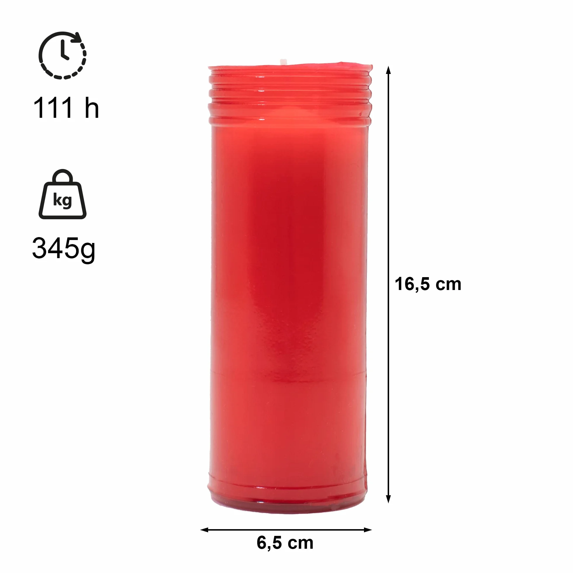 Caja 12 Velones Liturgicos Rojos Grandes Gruesos 16,5x6,5cm Cera Parafina 4 Dias