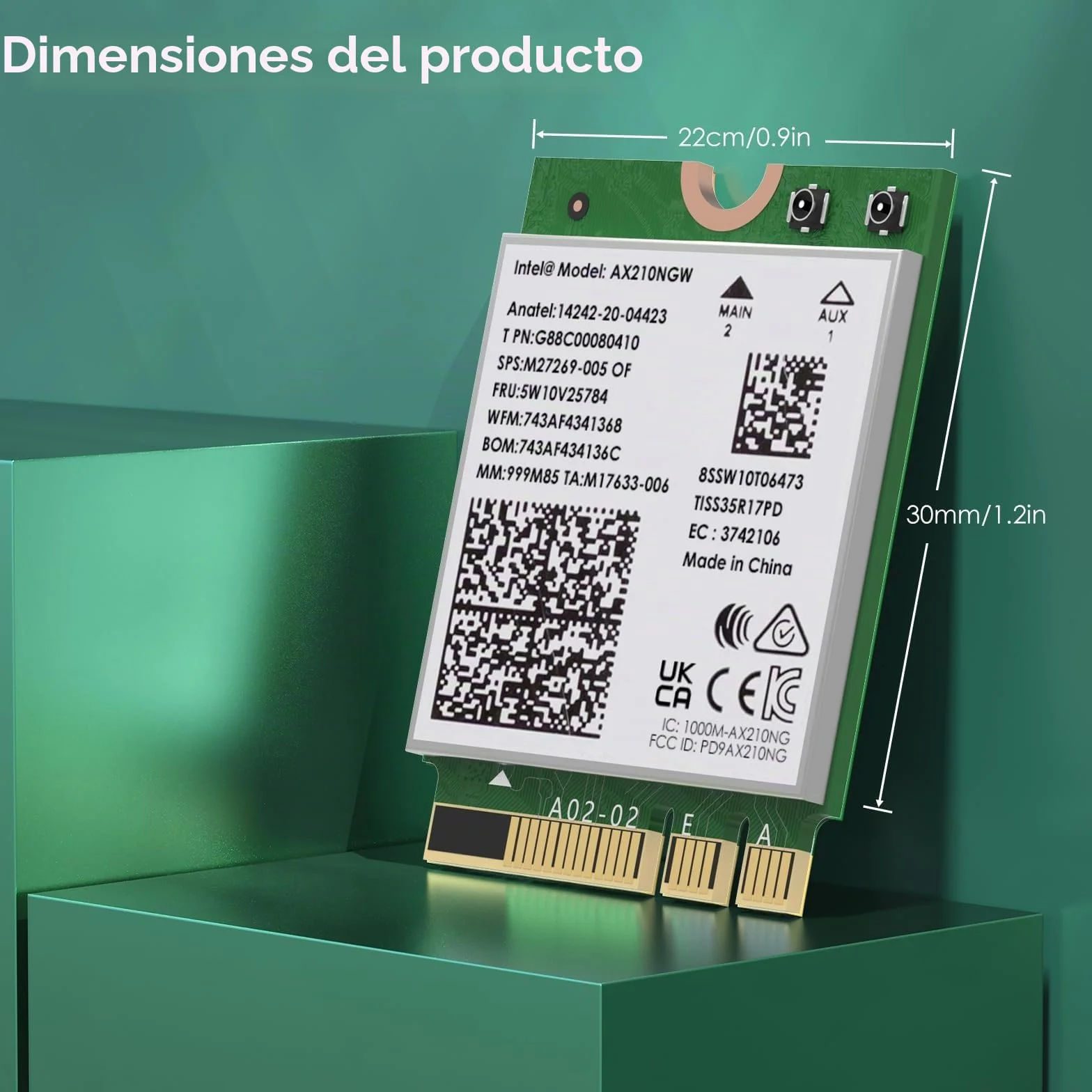 WAVLINK Tarjeta Inalámbrica WiFi 6E, Intel AX210 Tri-Band 5400 Mbps 2,4/5/6 GHz, Adaptador de Red Con Bluetooth 5.3 Para Portátil, Latencia Ultra Baja, Compatible Con Windows 10/11 (64 Bits)