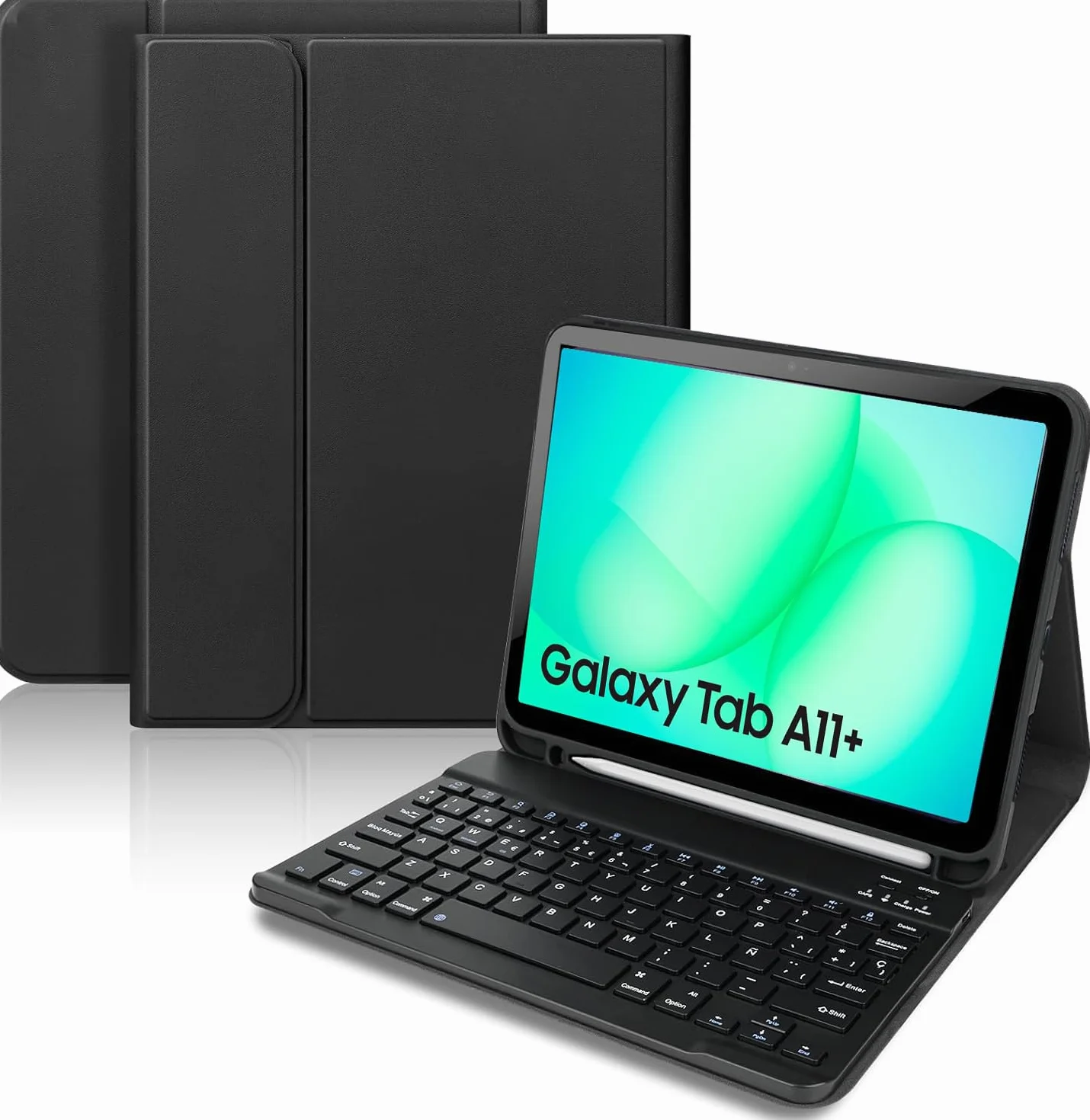 Funda con Teclado para Samsung Galaxy Tab A9+/A11+ 11 Pulgadas 2023/2025, [Español] Teclado Tablet Galaxy A11+ Funda Protectora, Desmontable Portalápices Teclado para Tablet Samsung A11 Plus (Negro)
