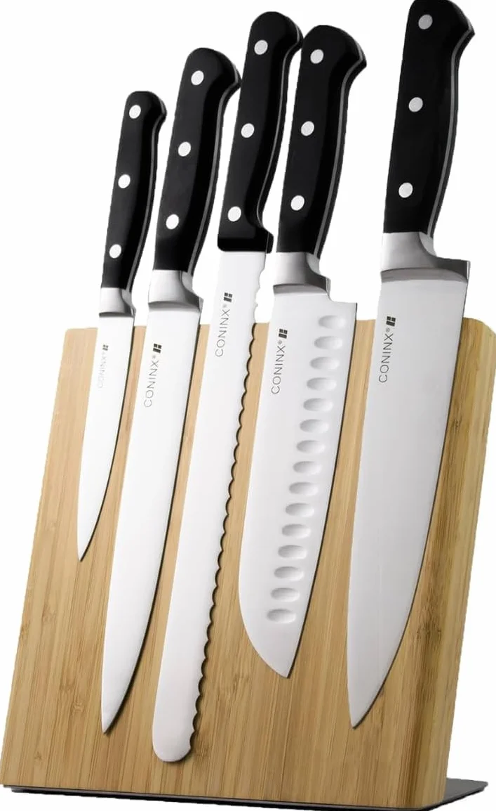 Coninx Bloque Magnético de Cuchillos | Soporte Cuchillos Cocina con Imán de Neodimio muy fuerte | Porta Cuchillos Cocina | Taco Cuchillos | Portacuchillos | Knife Block | Madera de Bambú