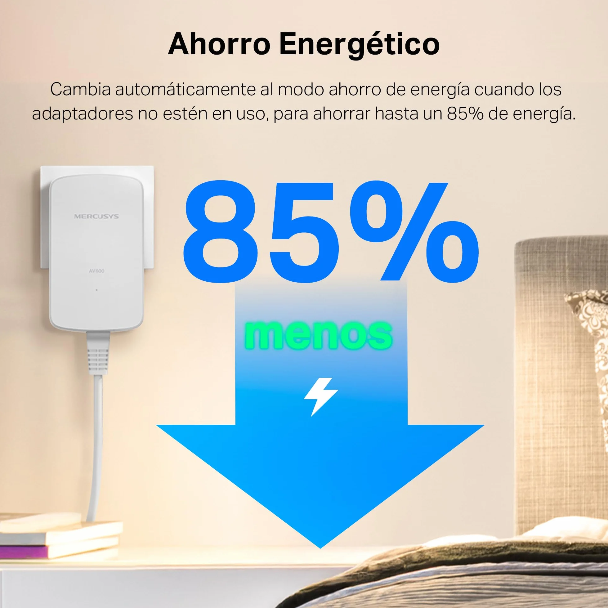MERCUSYS MP300 Kit – Kit Powerline AV600, hasta 600 Mbps por Red eléctrica, Alcance de 300 m, Puerto Ethernet 10/100 Mbps, Plug and Play, Ahorro de energía hasta 85 %