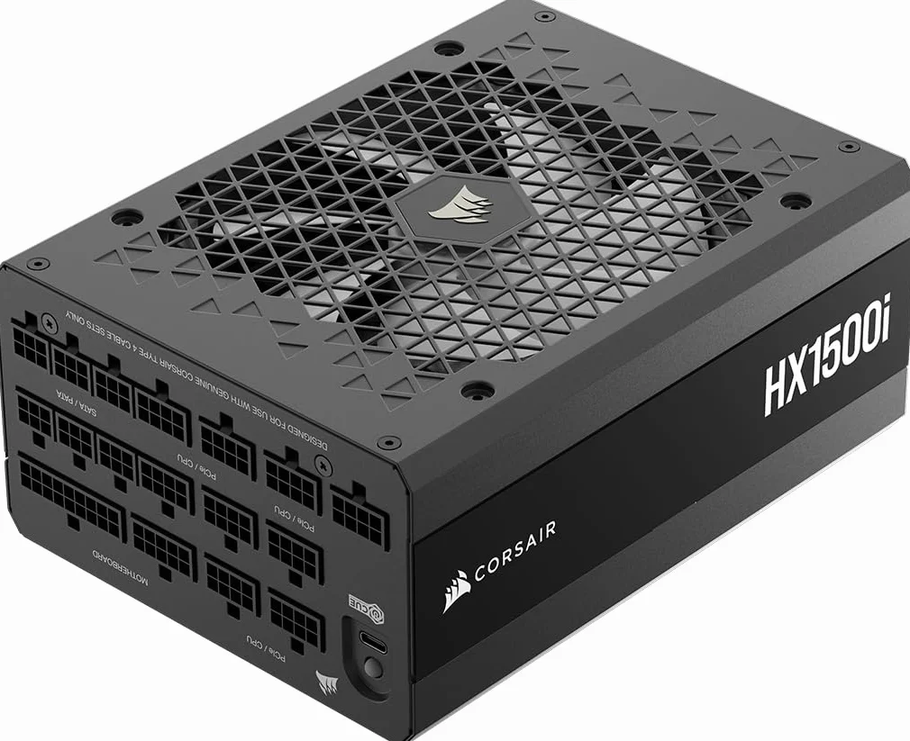CORSAIR HX1500i (2025) Fuente de Alimentación ATX Silenciosa Totalmente Modular con Cable 12V-2x6 – Compatible con ATX 3.1 y PCIe 5.1, Eficiencia Cybenetics Platinum – Negro