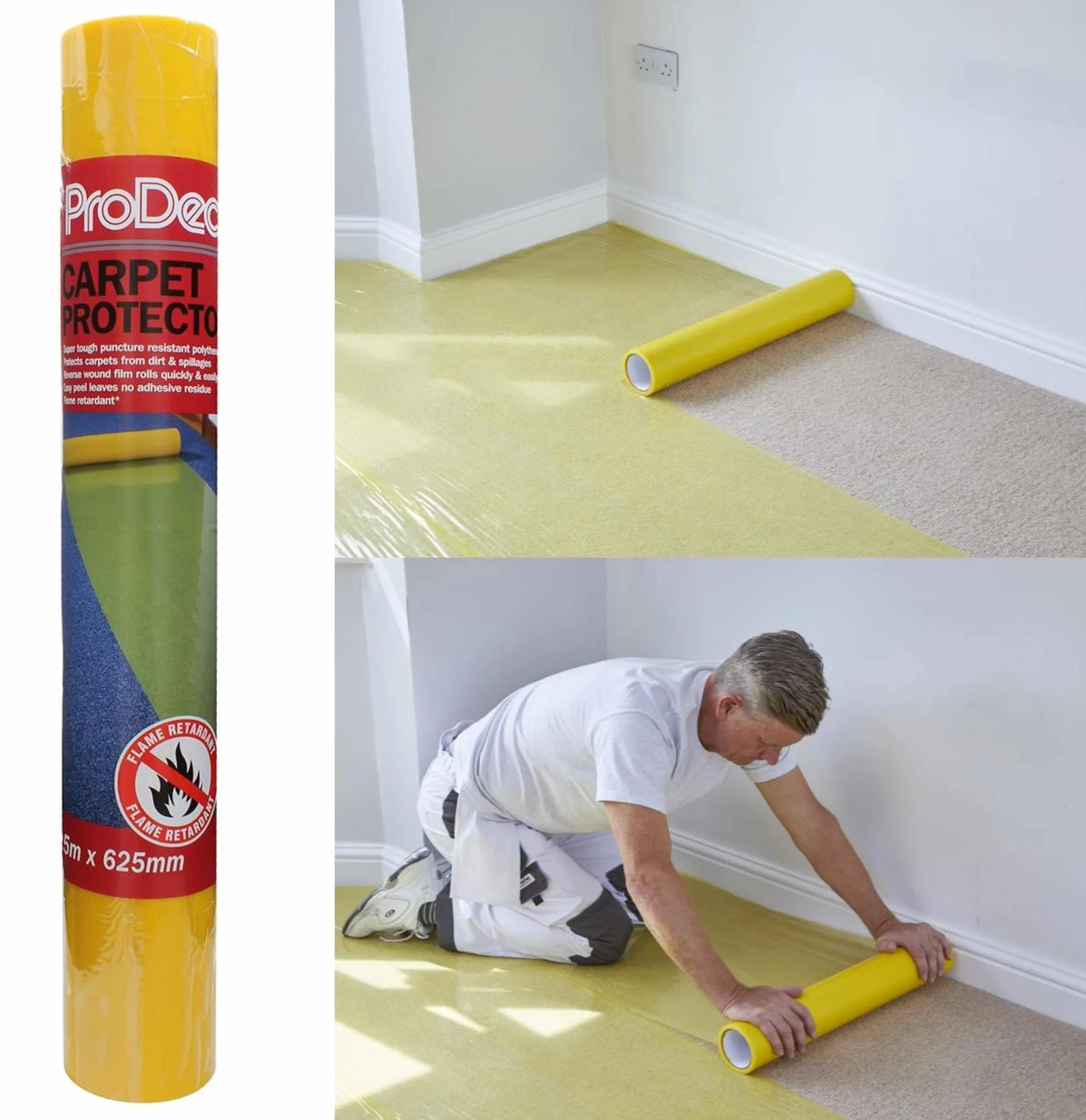 ProDec Rollo protector de alfombra 25 m autoadhesivo impermeable transparente