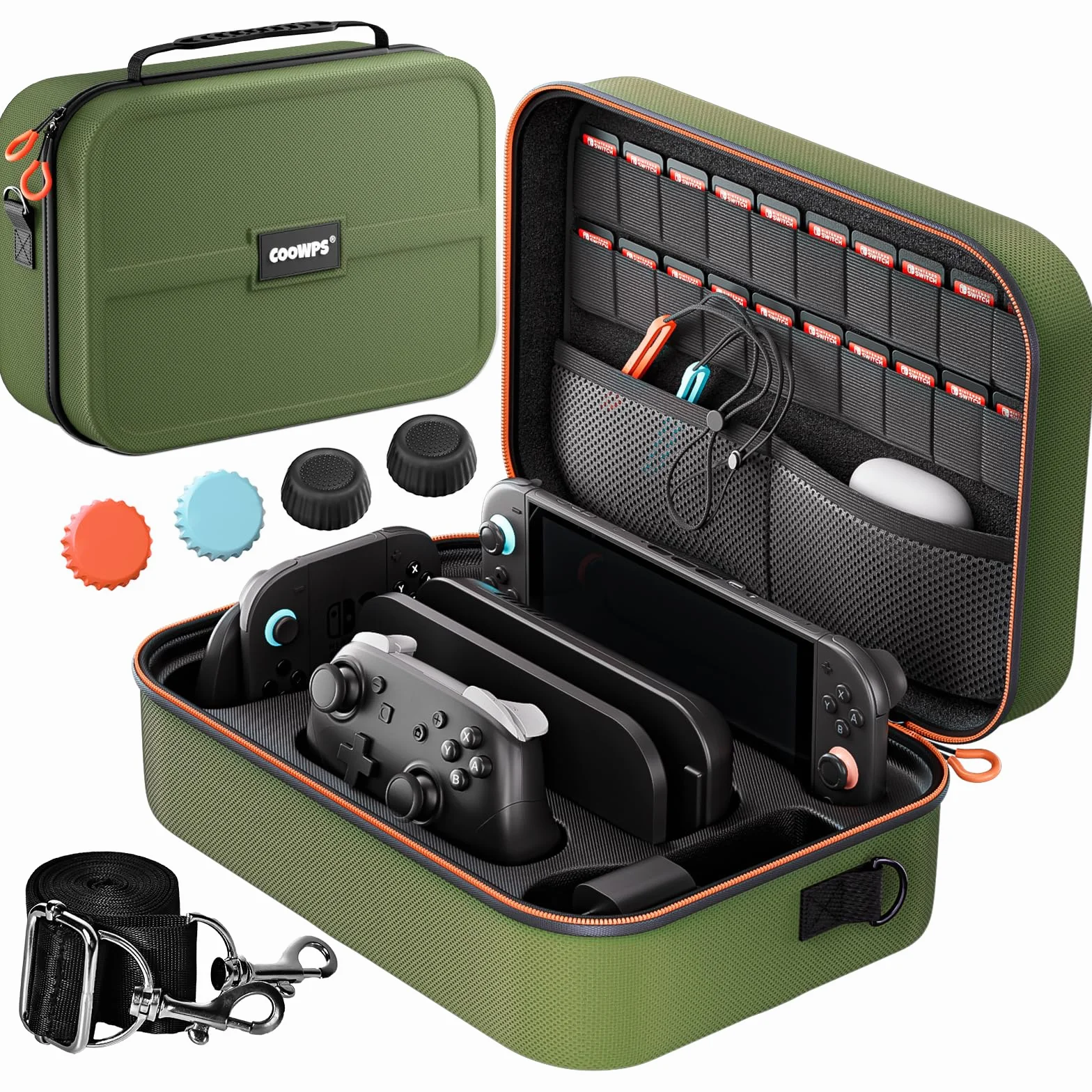 ZOZOVR Switch 2 Funda para Nintendo Switch 2 (2025), Estuche RíGida PortáTil con ProteccióN Total para Viajes, 20 Ranuras para Juegos , Bolsa Grande Antipolvo para Switch 2 Accesorios , Verde Oscuro