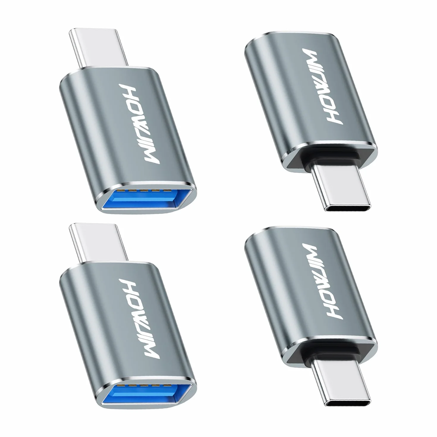 Adaptador USB C a USB, 4 unidades, adaptador OTG tipo C macho a USB 3.2 hembra, carga rápida de 100 W, transferencia de datos de 10 Gbps para M-acBook Pro/Air, i-Phone 15 16, i-Pad, G-alaxy, X-peria
