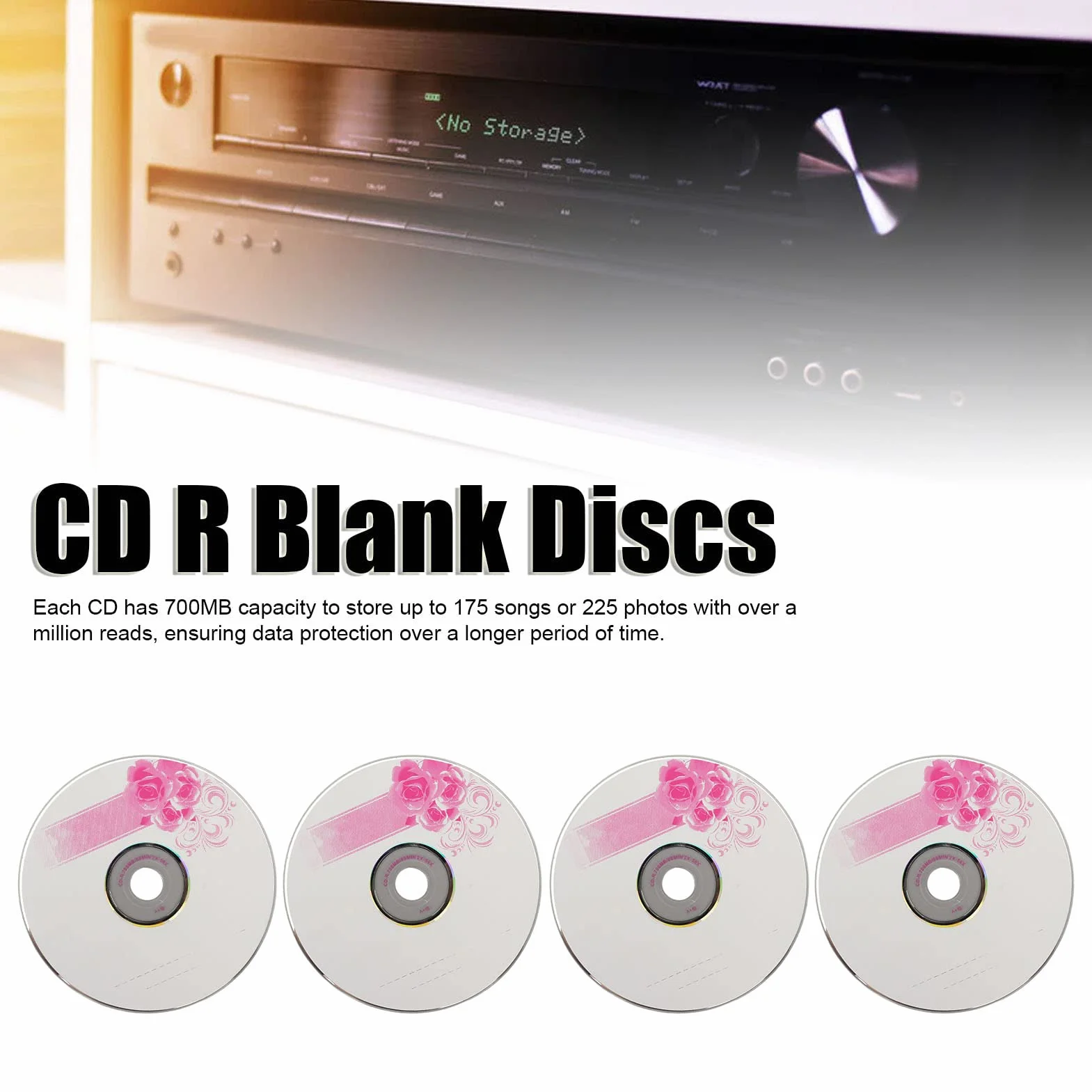 Bewinner Discos CD-R Vírgenes, Disco Grabable 52X de 700 MB, CD Vírgenes para Grabar Música, Almacenar Datos de Imágenes Digitales (50 PCS)