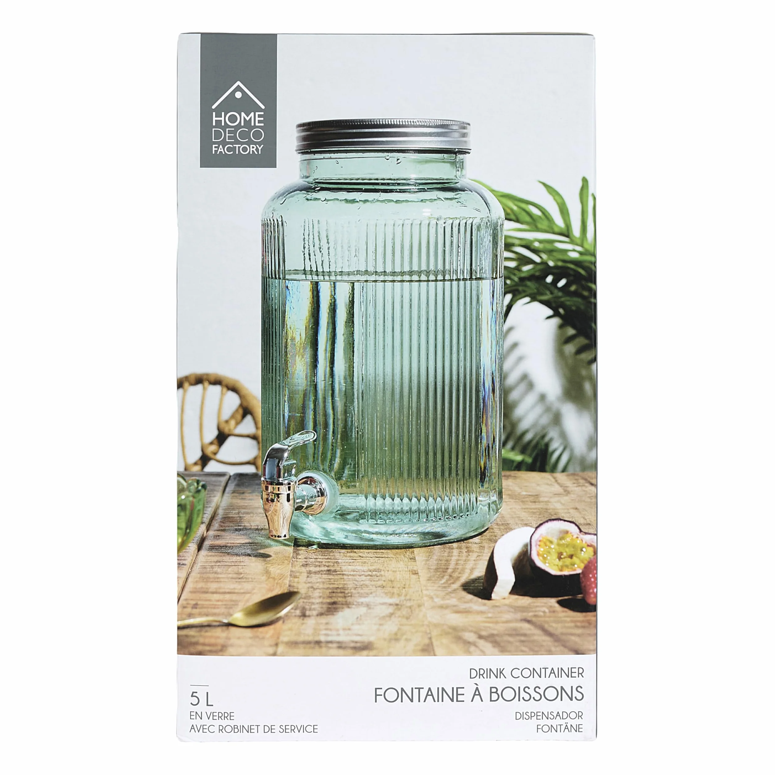 COOK CONCEPT KA0495 Fuente de Vidrio de Color 5L para Bebidas y Aperitivos Cócteles Cervezas Zumos