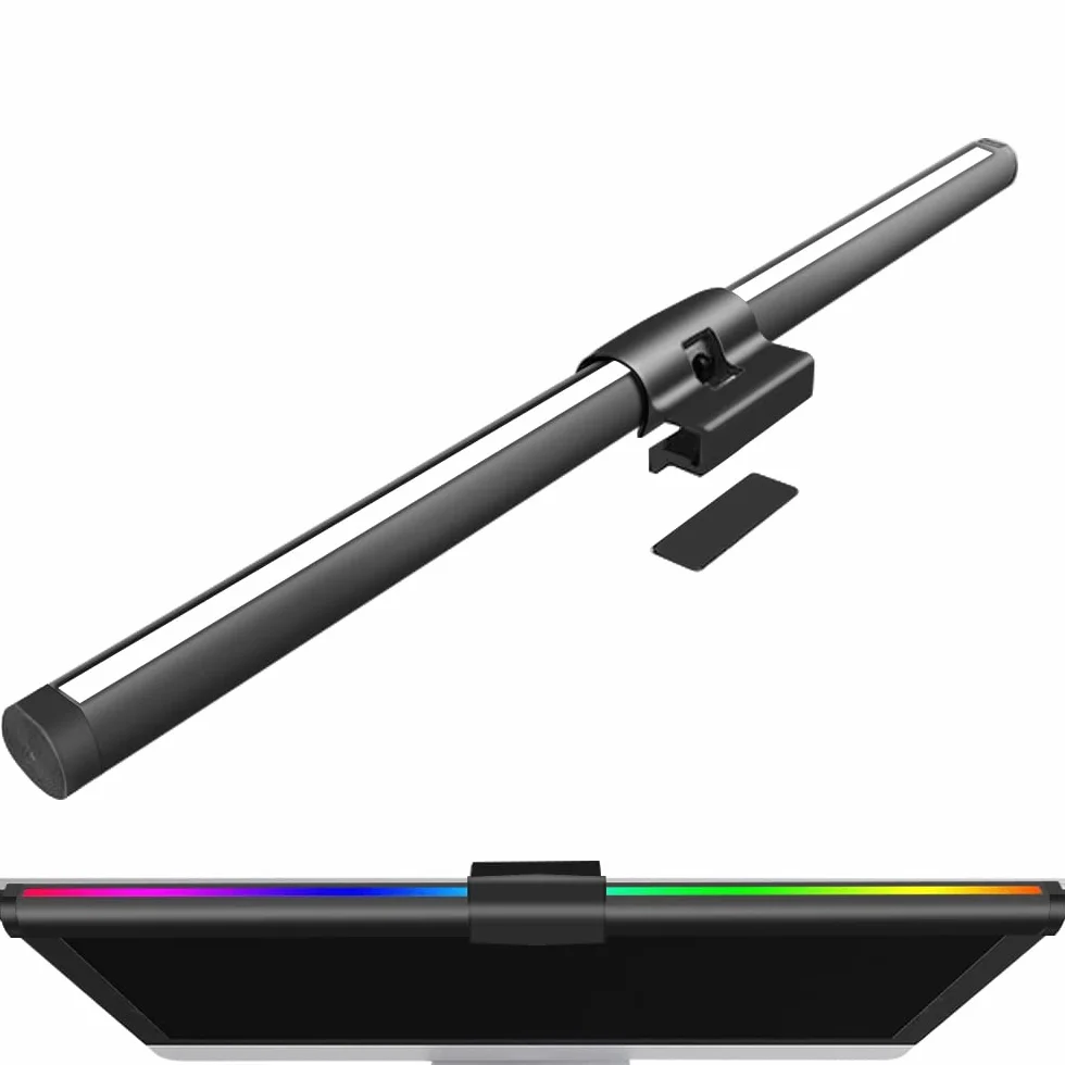 Lámpara de Monitor Double Light Lampara Monitor para Portatil,94 LED Barra de Luz LED de Brillo con 5 Modos de Colores,2700k-7500k luz azul anti-radiación,Sin Deslumbramiento,sensor táctil - 44CM