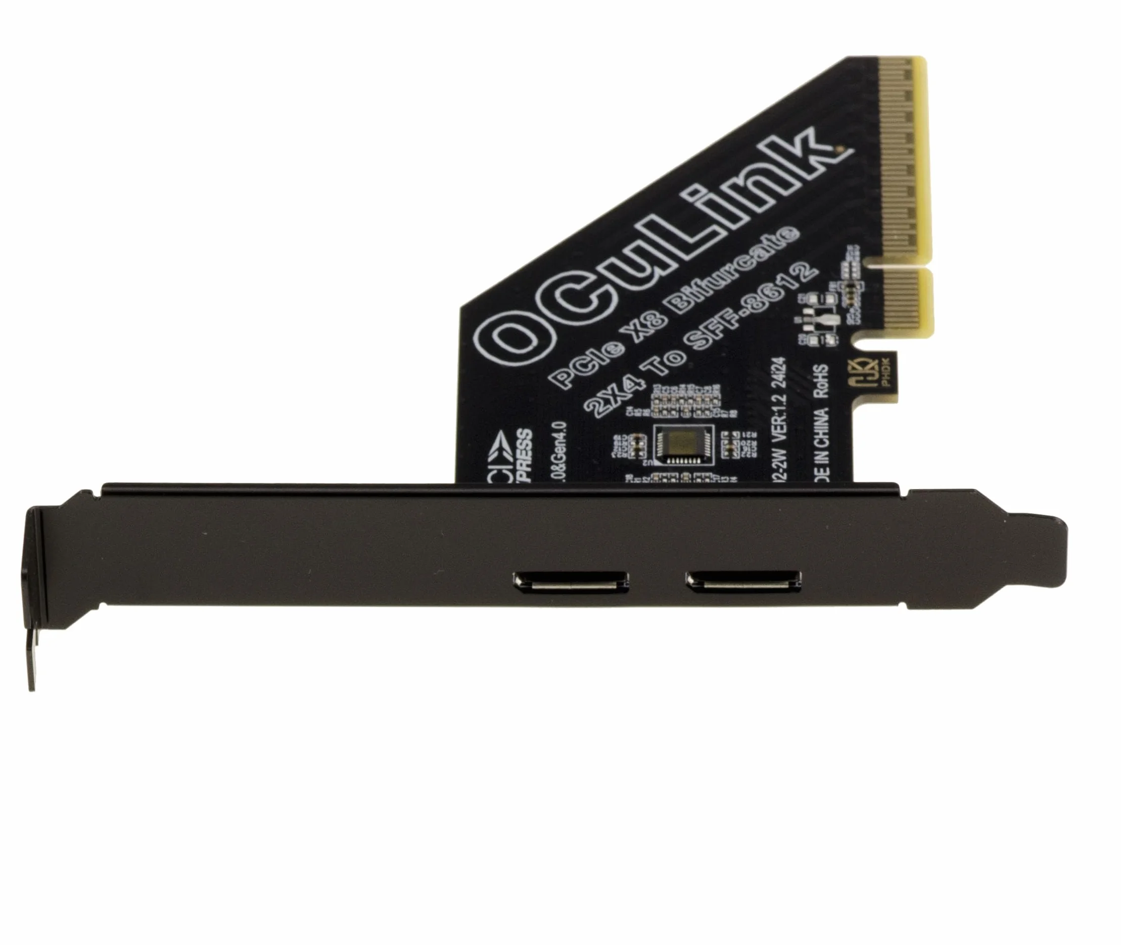 Kalea-Informatique - Tarjeta controladora PCIe Gen 4.0 x8 a 2 Puertos Oculink SFF-8612 SFF-8611 para Placa Base con Modo bifurcación