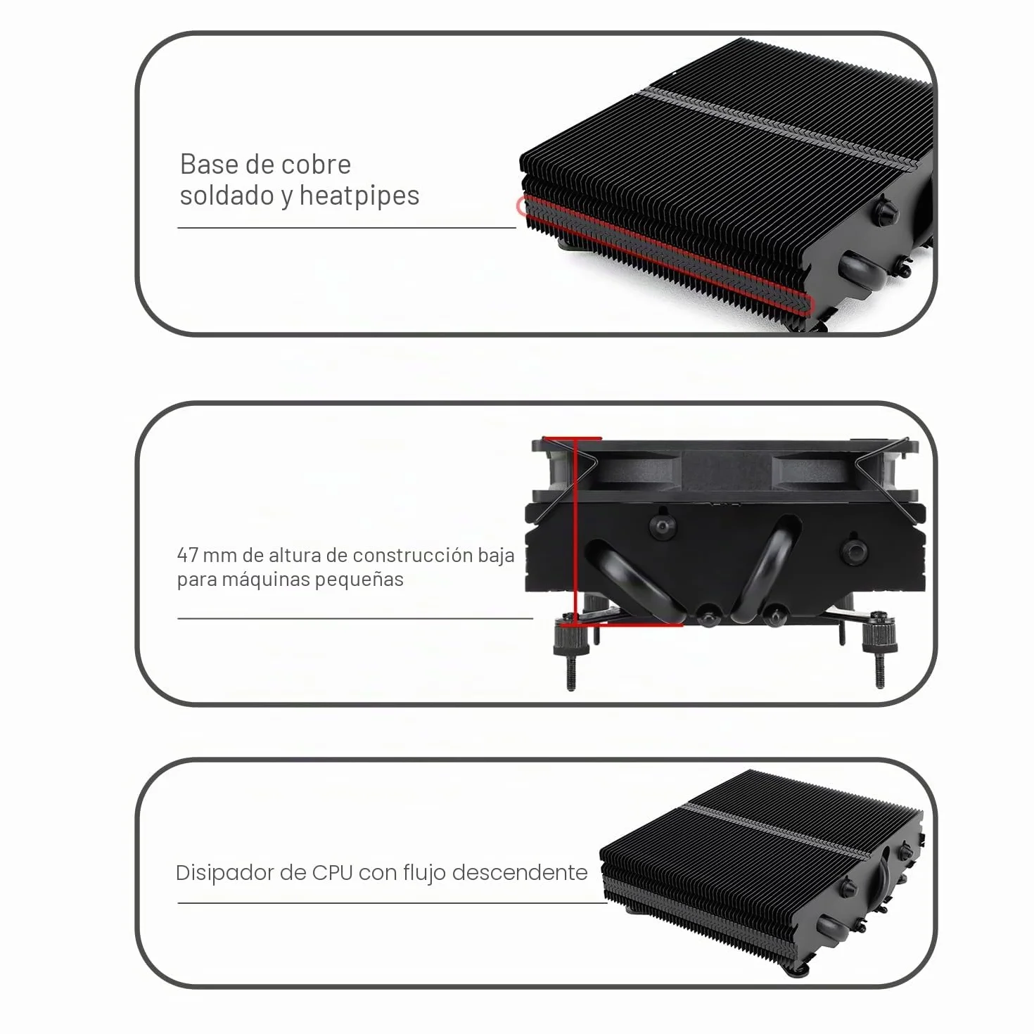TR-Thermalright AXP90 X47 Negro Enfriador de CPU - 4 tubos de calor, ventilador silencioso de 92 mm de perfil bajo, 2700 rpm, para AMD AM4/AM5, Intel LGA1851/1700/115x/1200, enfriador para PC