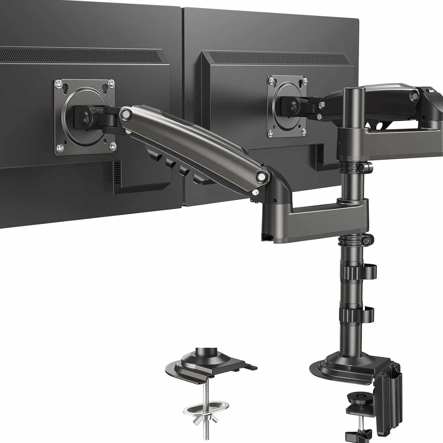 Huanuo - Soporte para Pantalla para PC, 2 Pantallas de 13 a 32 Pulgadas, Brazo para Pantalla de PC con Regulable en Altura, con Movimiento Completo, Soporte VESA 75 x 75/100 x 100 mm
