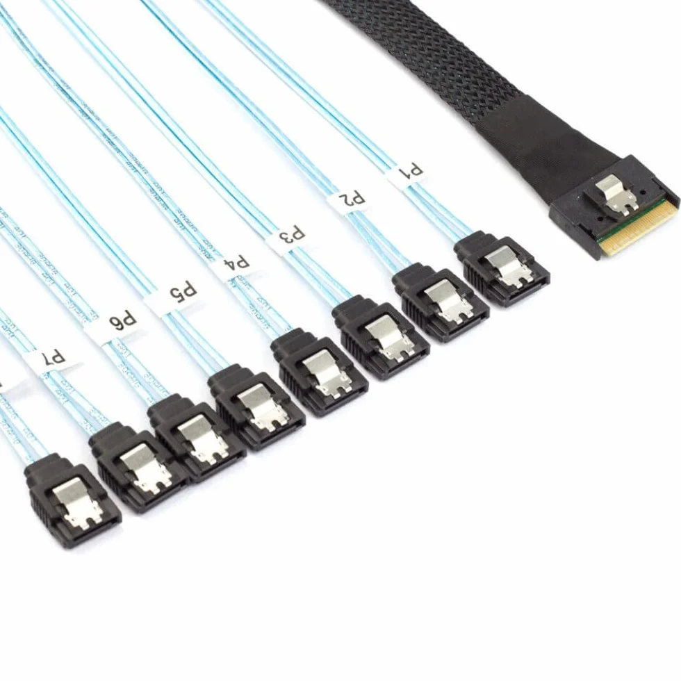 PCI-E Slimline SAS SFF-8654 8I a 8 Puertos SATA Cable de conversión de Disco Duro (0.8m,Black)