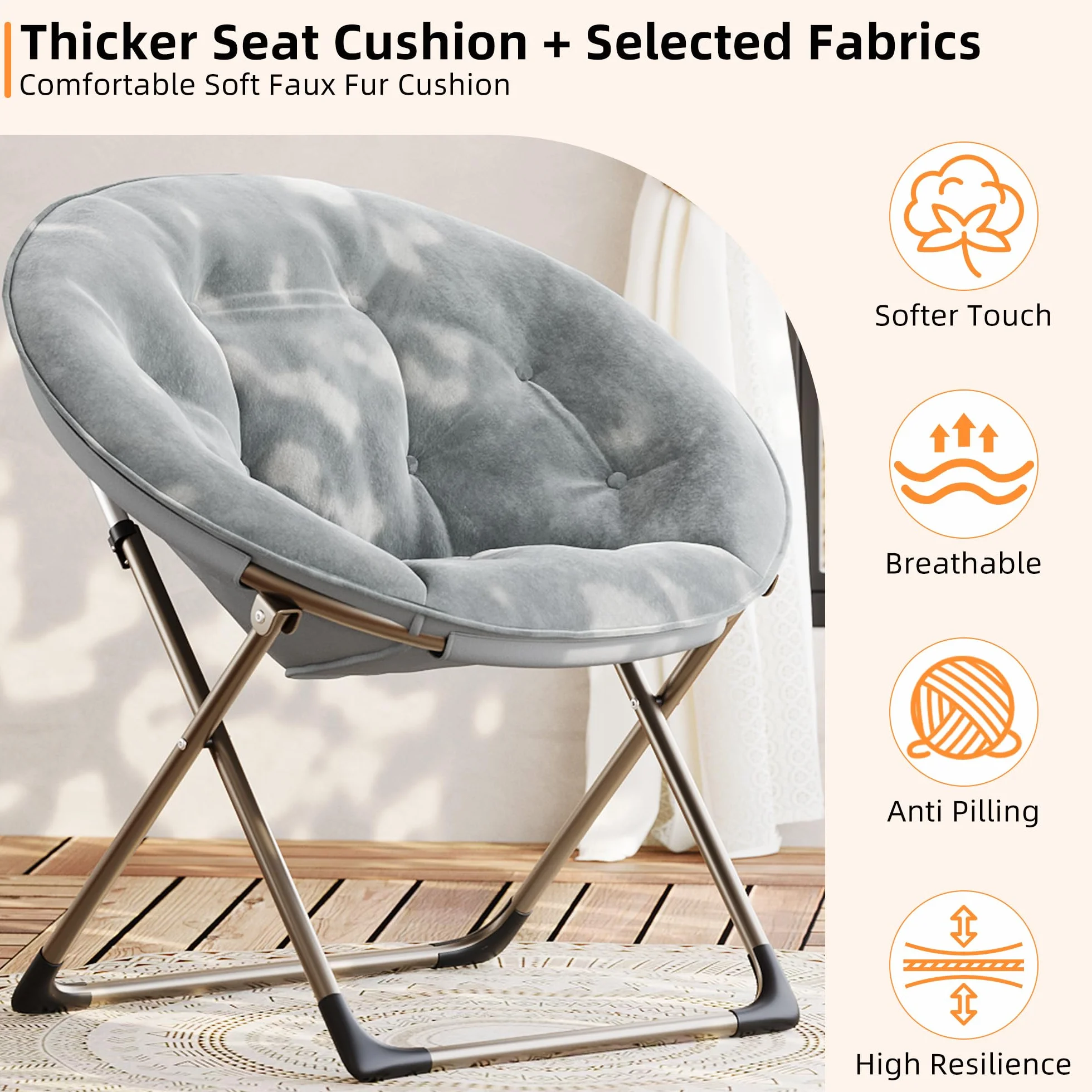 Silla Plegable Tipo Flor para Adultos con Cojín de Algodón y Estructura Metálica