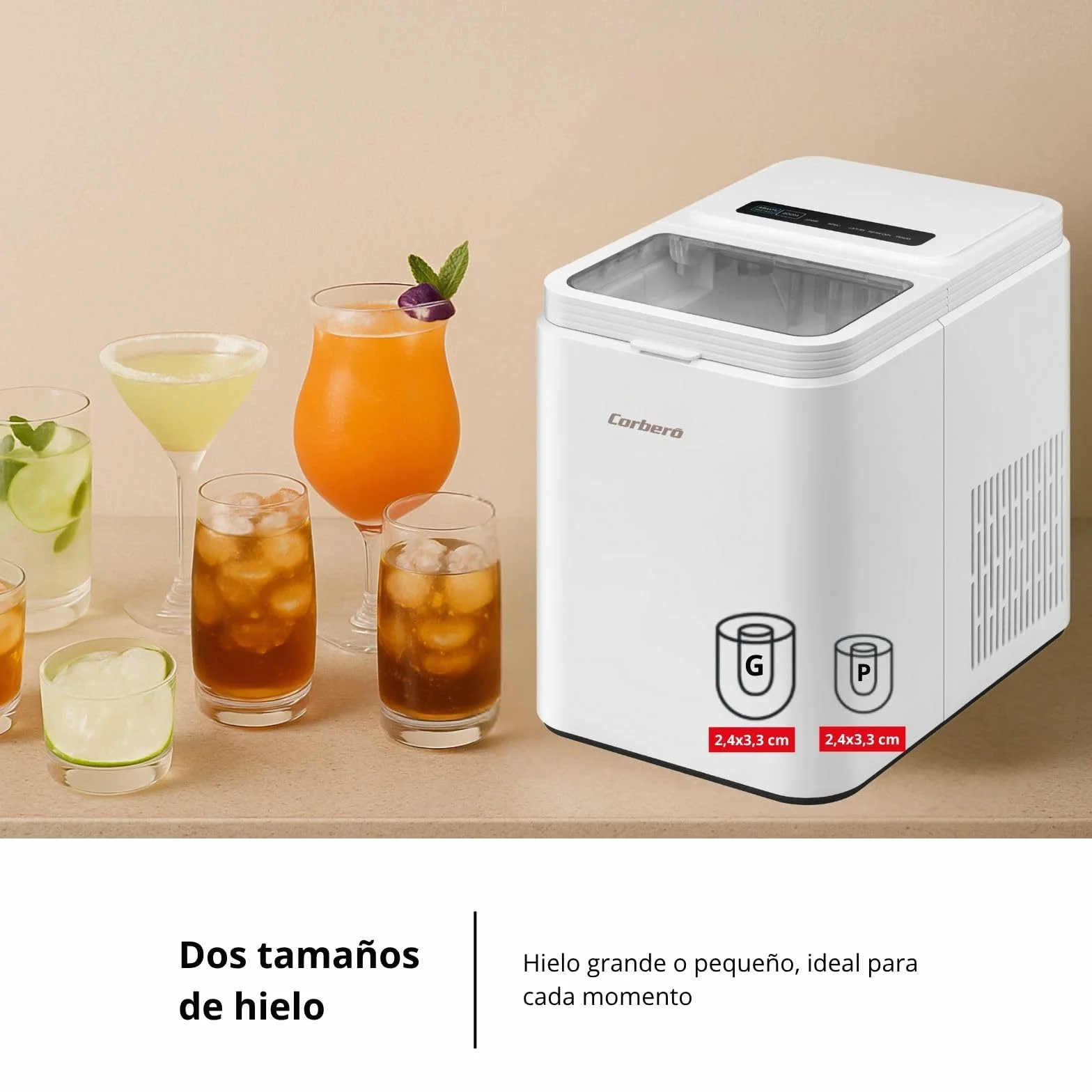 Corberó Máquina de Hielo Automática CMICE12 12 Kg/24h 1,3L Blanco