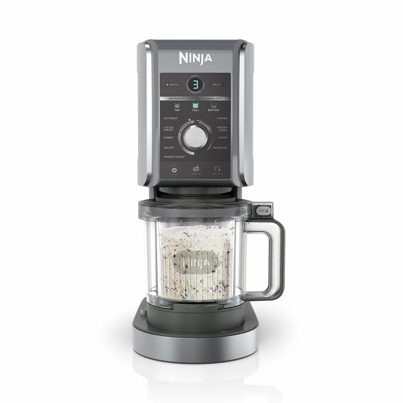 Ninja CREAMi Deluxe - Máquina para hacer helados y postres congelados con 3 recipientes, 10 funciones, hace helado, gelato, sorbete, yogur congelado, batidos, granizados y más, opción de sabor 2 en 1
