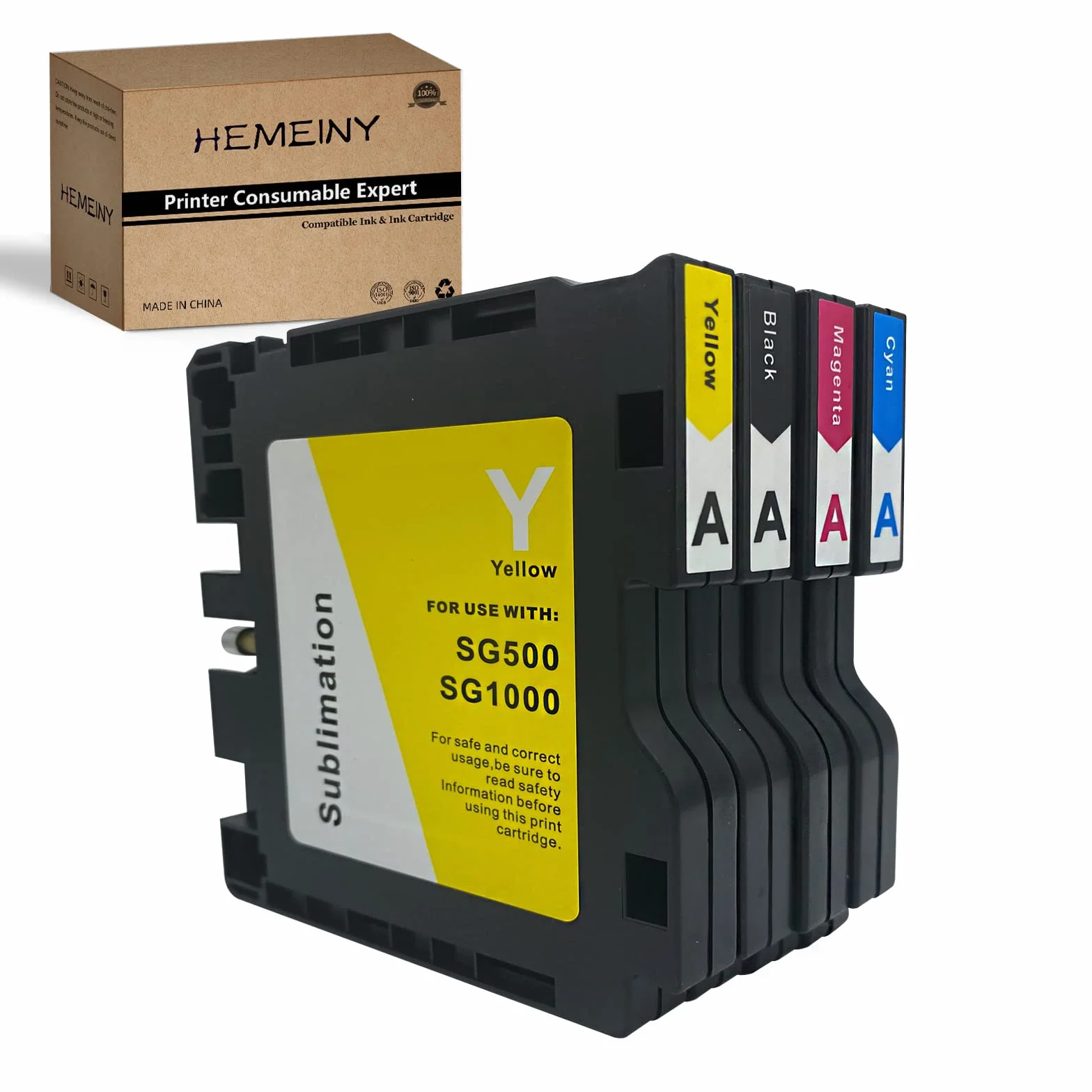 Cartuchos de tinta de sublimación compatibles con impresora Sawgrass Virtuoso SG500 SG1000, 4 colores (negro, cian, magenta, amarillo) (versión A)