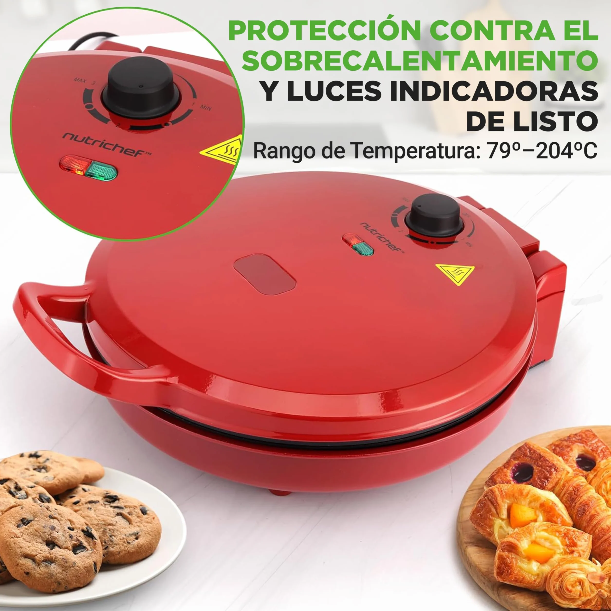 Nutrichef Horno para Pizza Eléctrico 30 cm 1500W Antiadherente