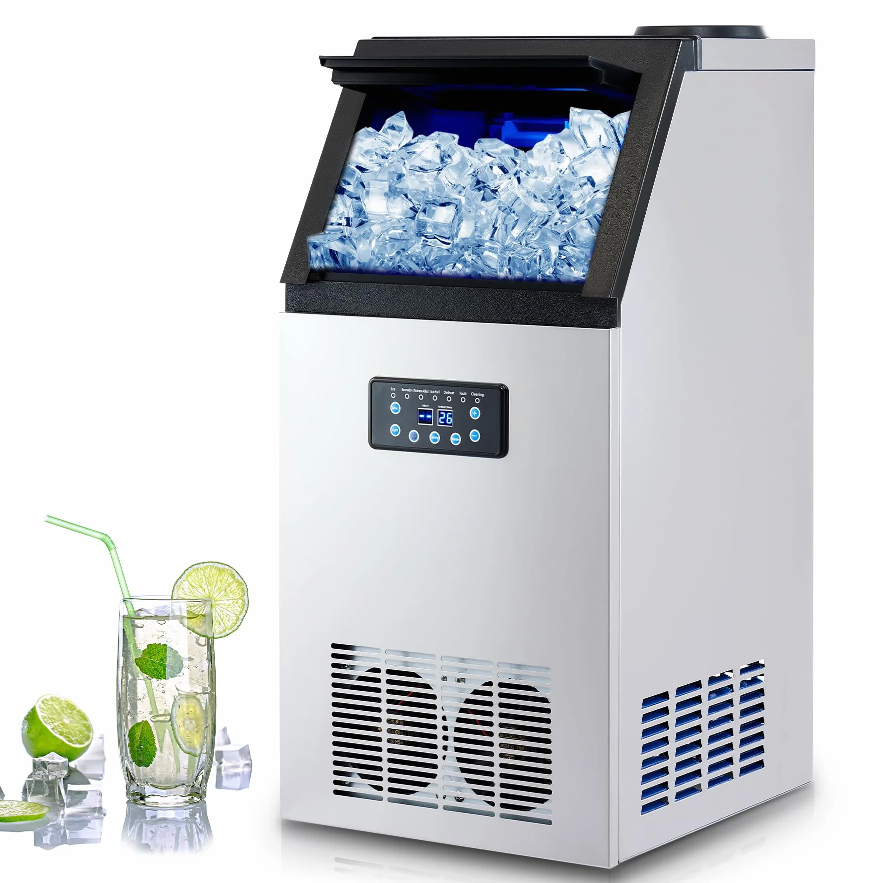 Máquina de Hacer Hielo Industrial WILPREP 480W 41kg/24h Acero Inoxidable LCD