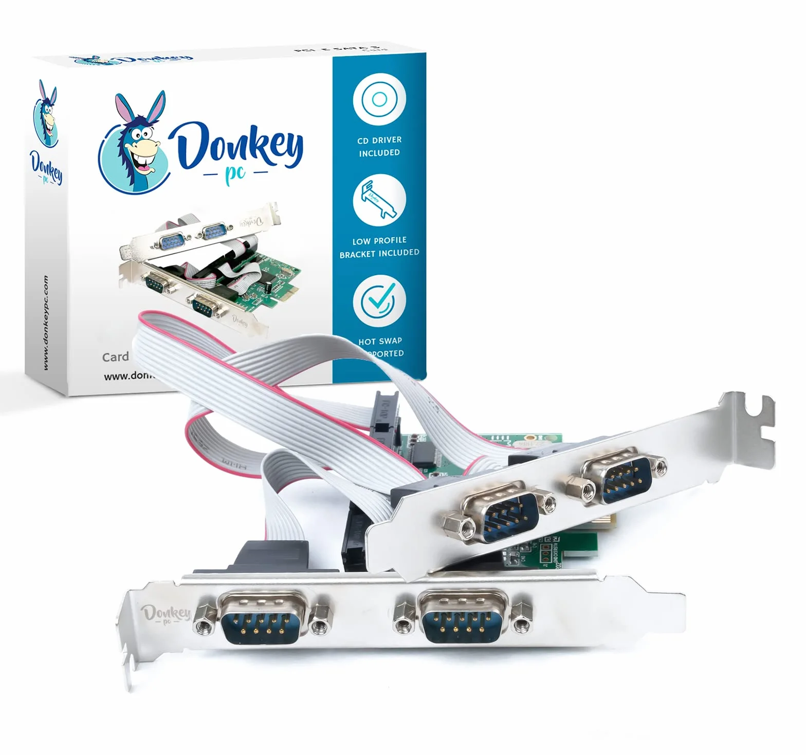 Convertidor de Adaptador de 4 Puertos PCIE a RS232, Tarjeta expansión Controlador PCI Express PCI-E a RS232 para PC de Escritorio con Soporte bajo