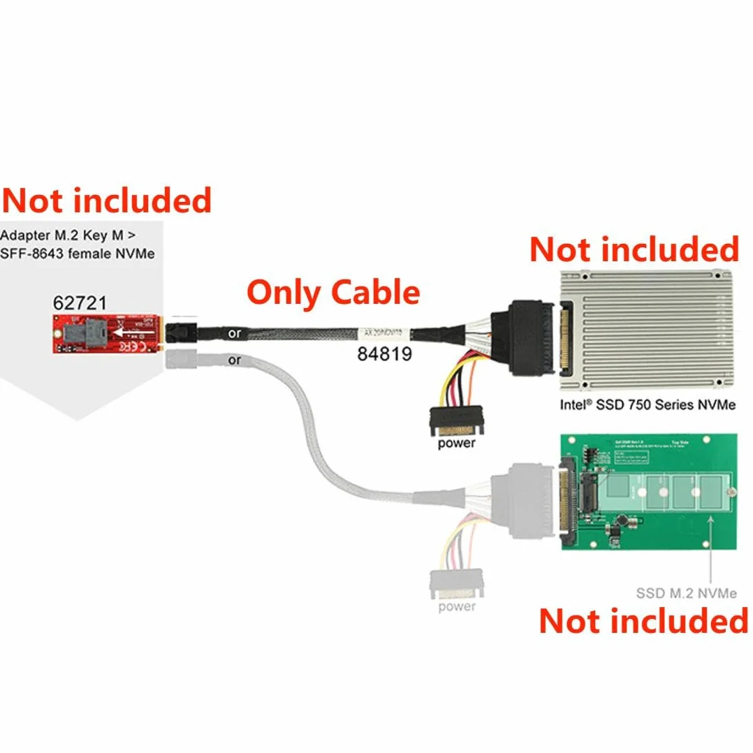 CY U.2 U2 SFF-8639 NVMe PCIe SSD Cable para Placa Base Intel SSD 750 P3600 P3700 M.2 SFF-8643 Mini SAS HD
