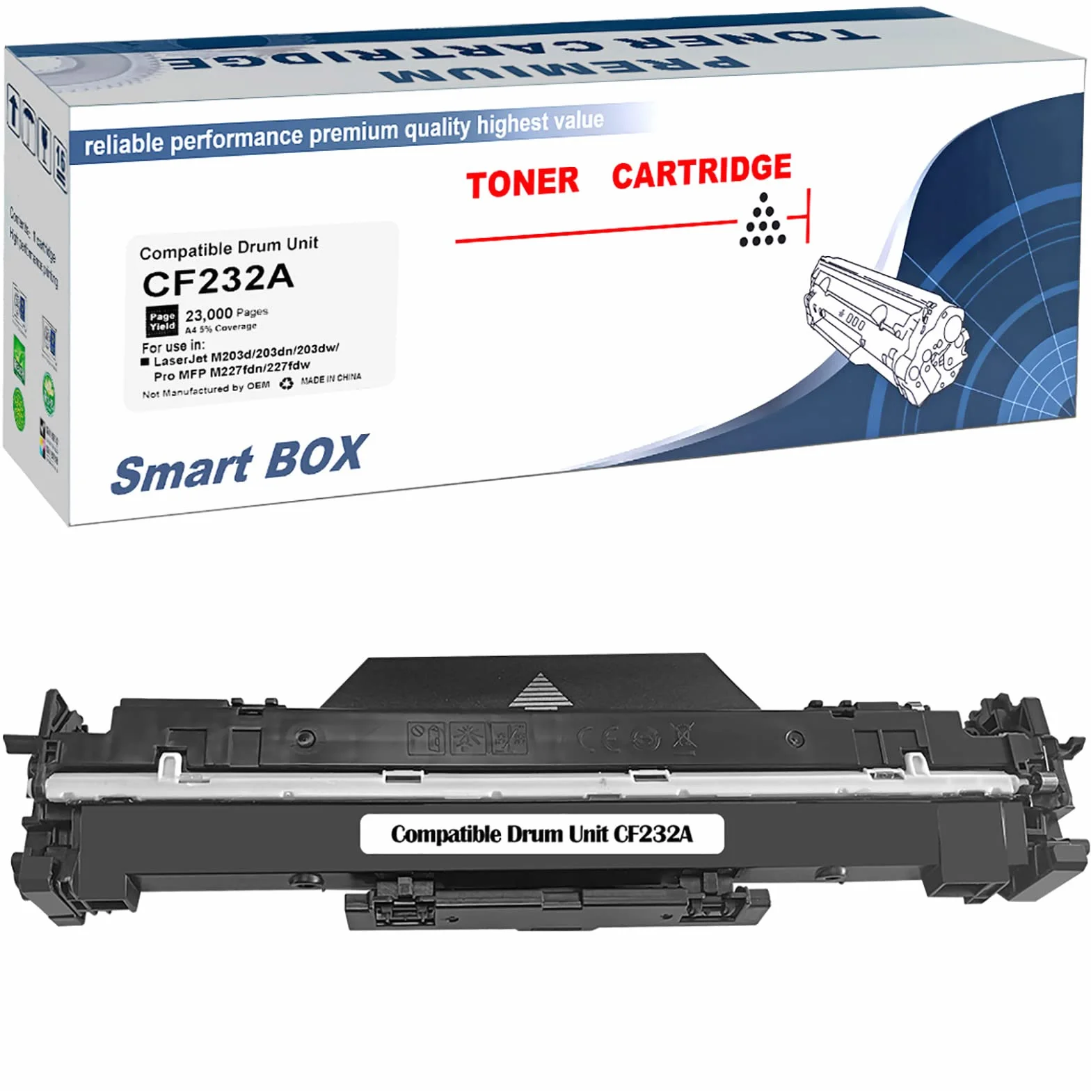 Cartucho de Tambor Compatible 32A CF232A Negro Reemplazo para HP LaserJet Pro M118dw M203d M203dn M203dw M220, MFP M227fdn M227fdw M148fdw M148dw M148fdw Impresoras Láser（Tambor, 23,000 Páginas）