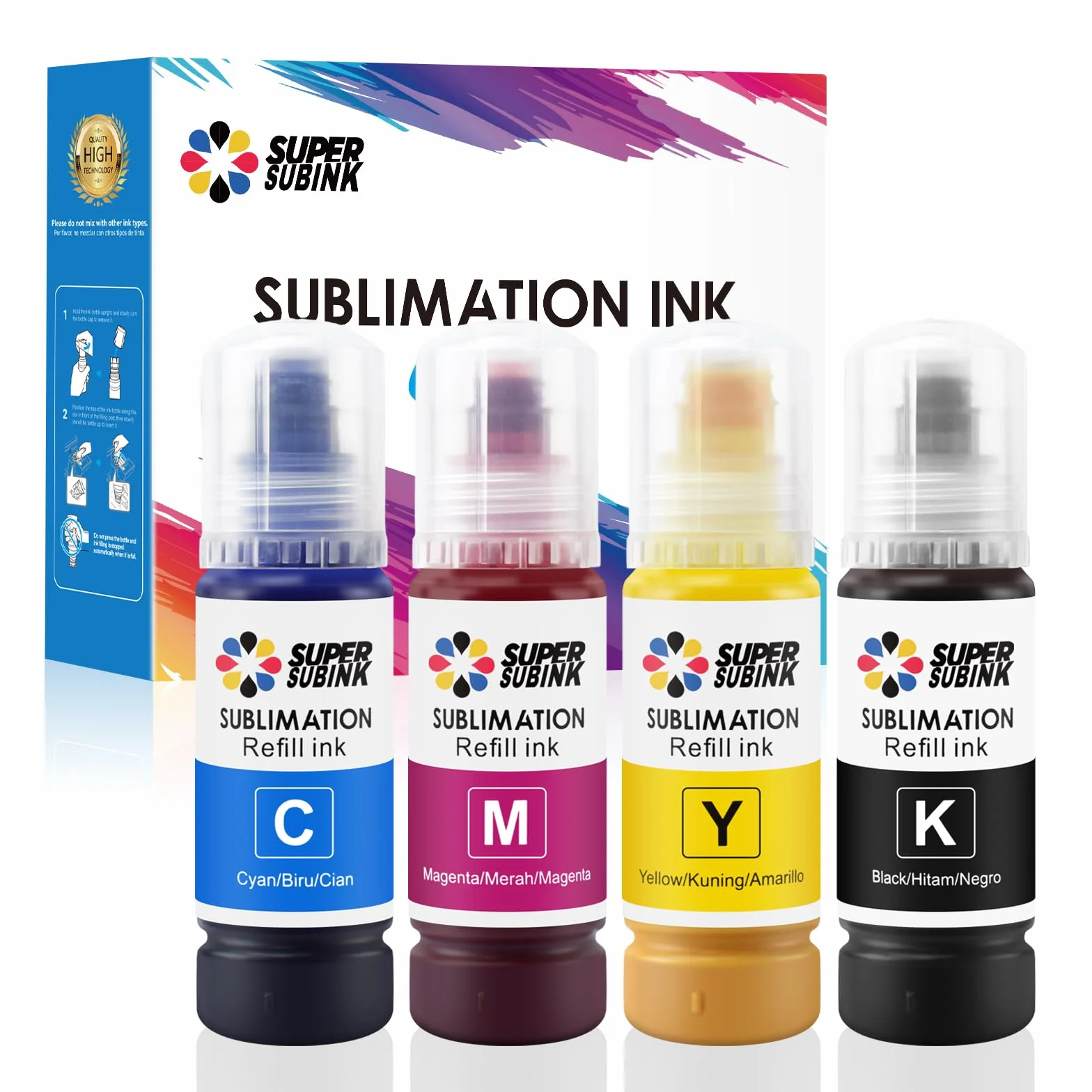 Tinta sublimacion Compatible EcoTank 1810 2810 ET-2850 2830 2815 4810 Impresora (Autofill/ICC-Free/Anti-UV)