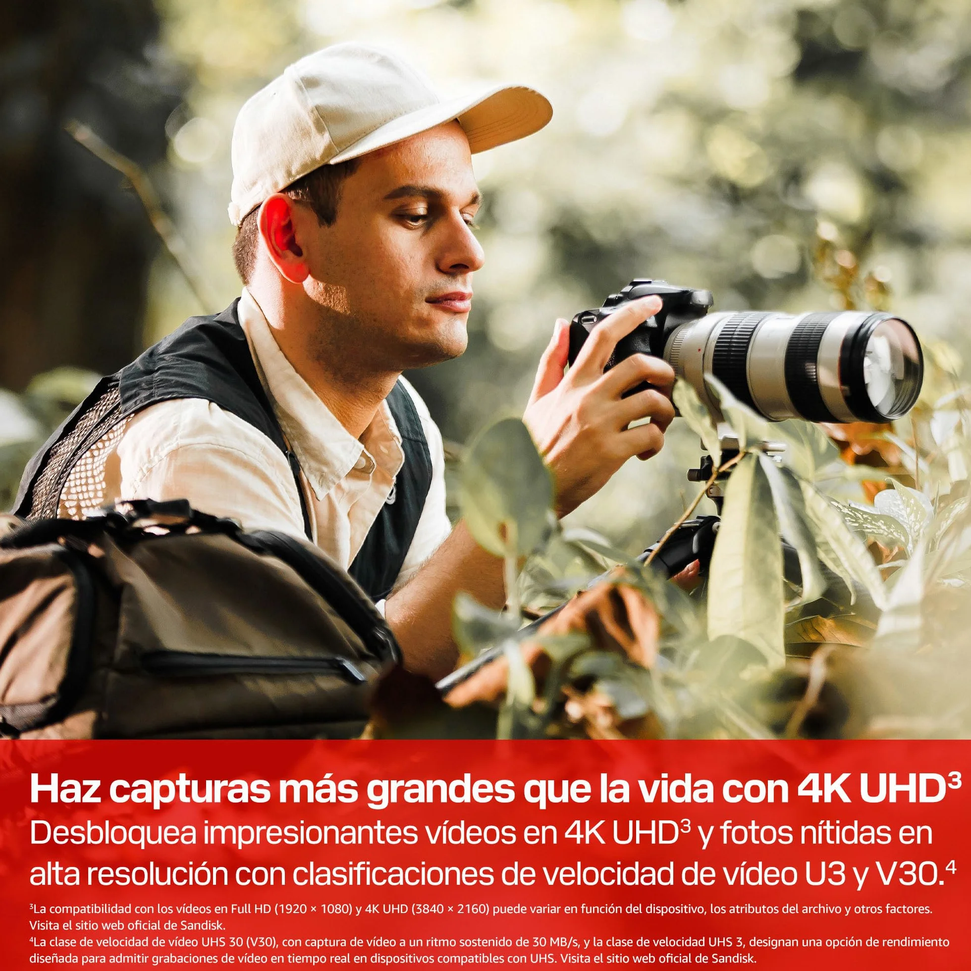 SANDISK Extreme Pro Tarjeta SD UHS-I de 128 GB (con hasta 250 MB/s de Velocidad de Lectura y 120 MB/s de Escritura, vídeos en 4K UHD, U3, V30) Memory Zone App