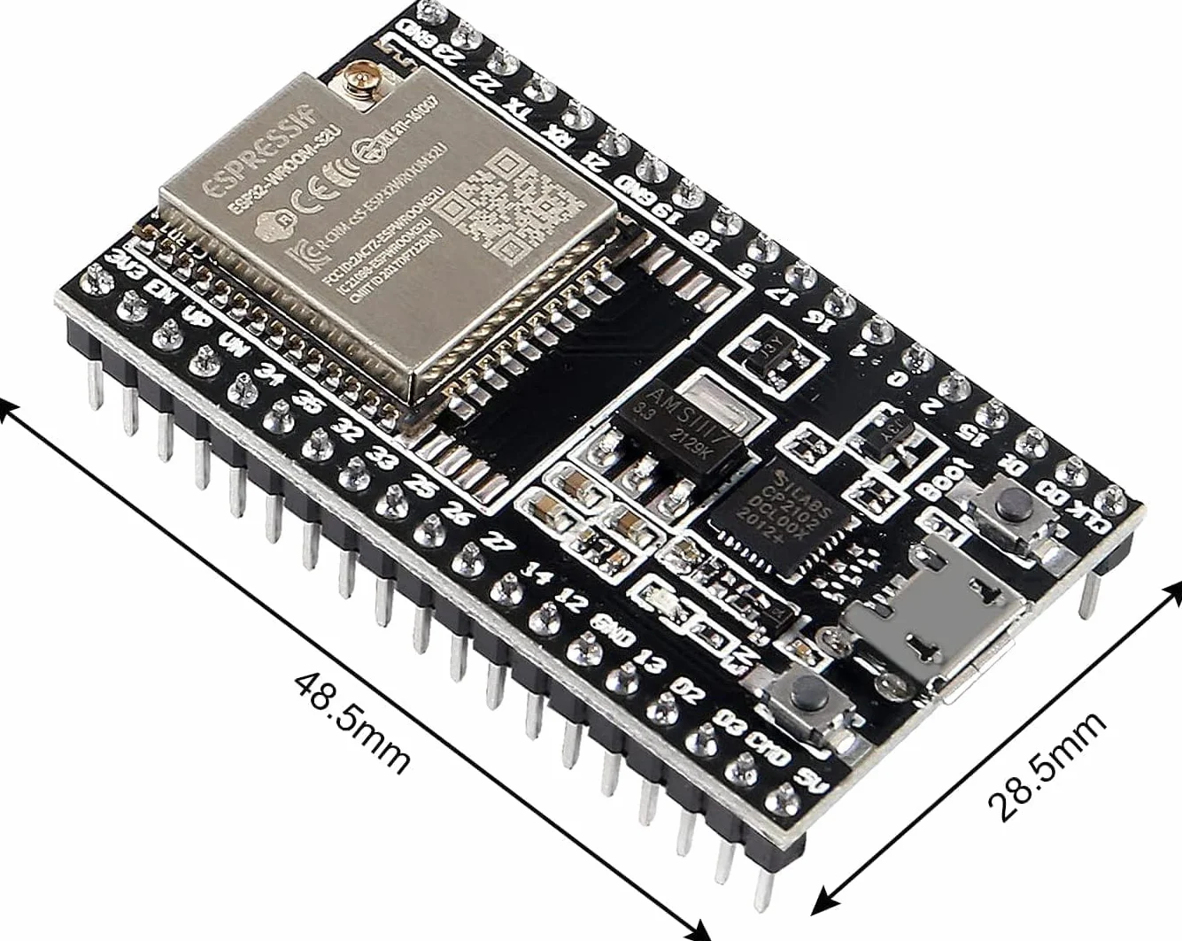ESP32-DevKitC Placa Central ESP32 Placa de Desarrollo ESP32-WROOM-32U Conjunto para Arduino con Antena y Cable (3 Pcs)