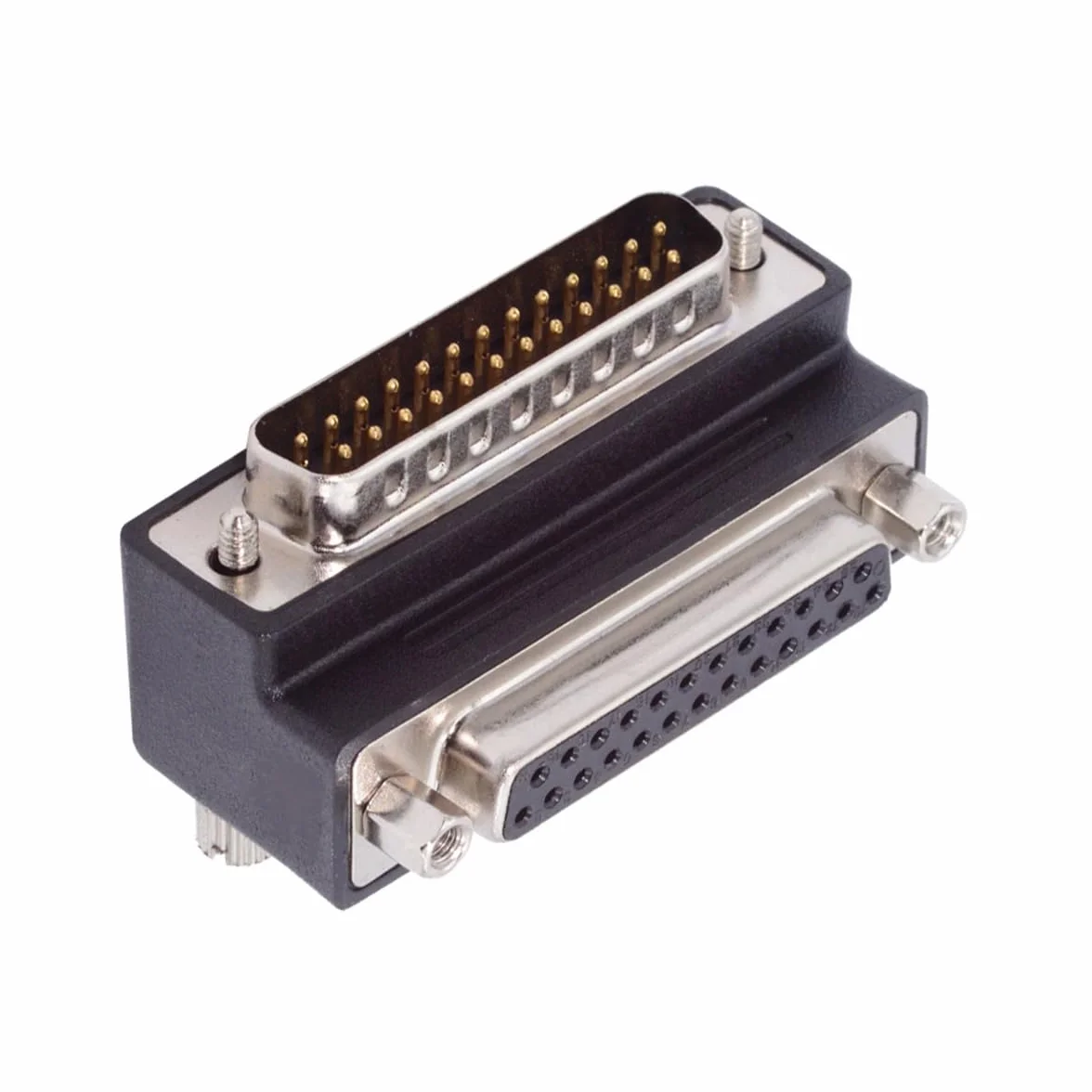 CY Adaptador DSUB Paralelo LPT AES/EBU DB25pin tuerca macho a hembra Tornillo adaptador de extensión DB macho acodado 90 grados hacia arriba