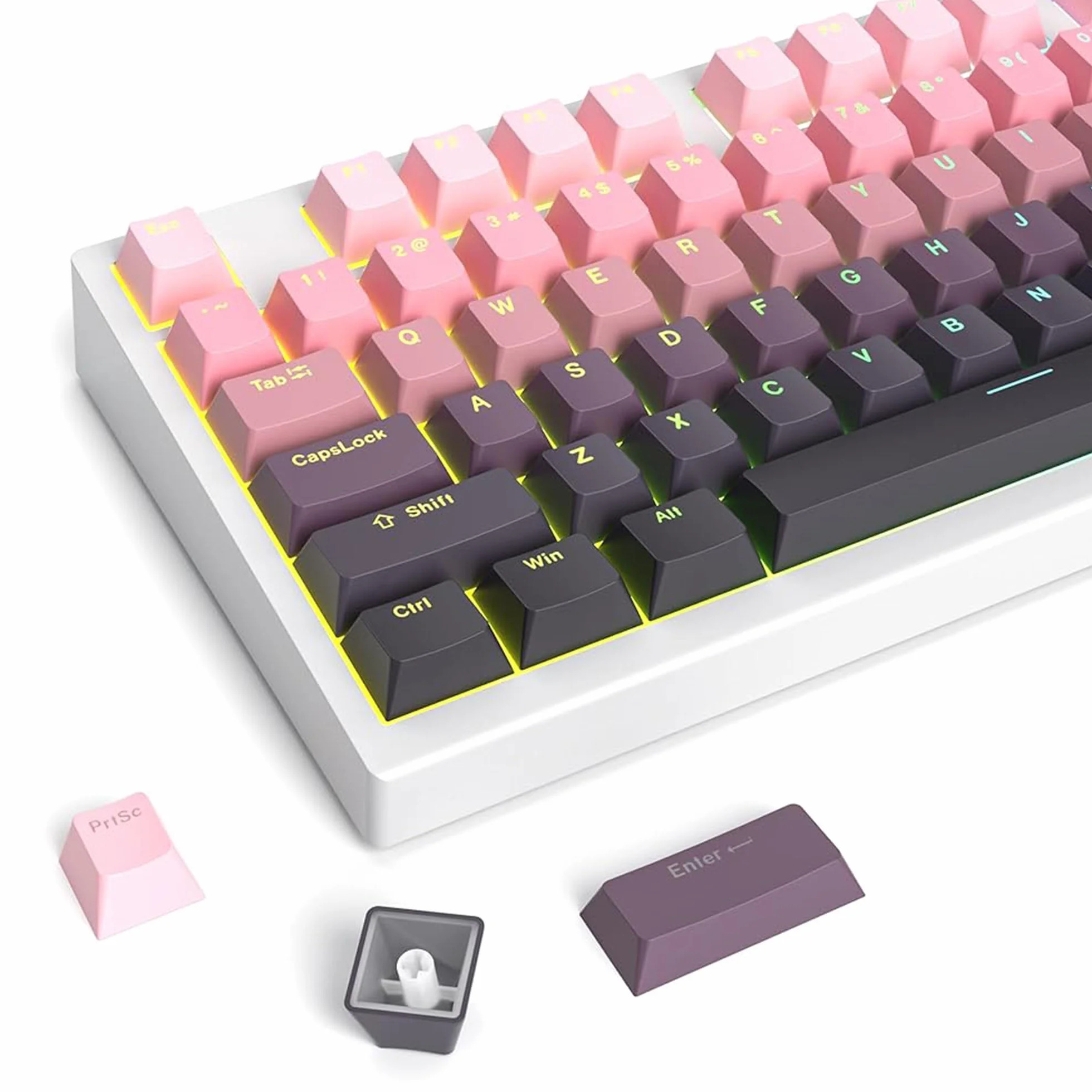 SOLIDEE Set de Keycaps PBT Degradado 135 Teclas para Teclados Mecánicos,Perfil OEM,con Retroiluminación y RGB,Leyendas Translúcidas,con Switches Cherry MX y Teclados Hot-Swappable(Bean Paste)