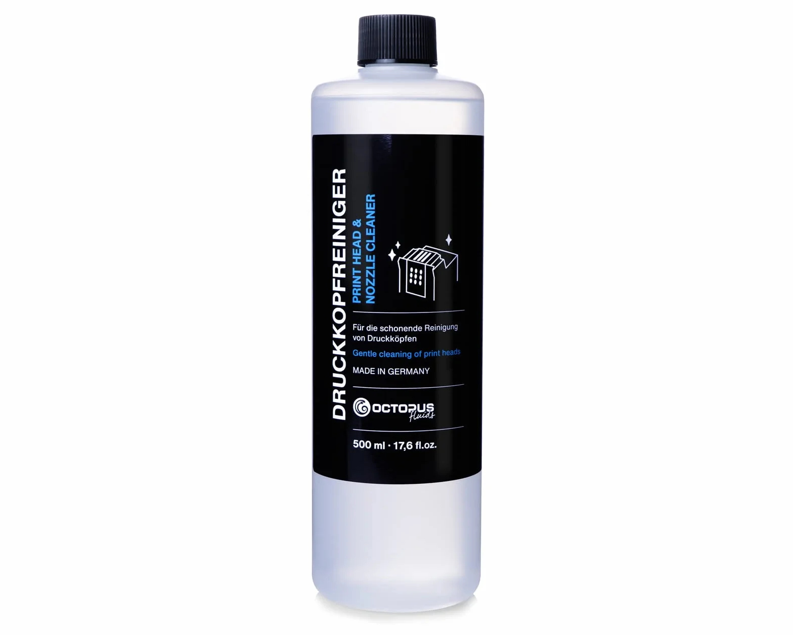 Limpiador de boquillas Octopus 500 ml, limpiador de cabezales de impresión compatible con los cabezales de impresión Epson con adaptador de manguera