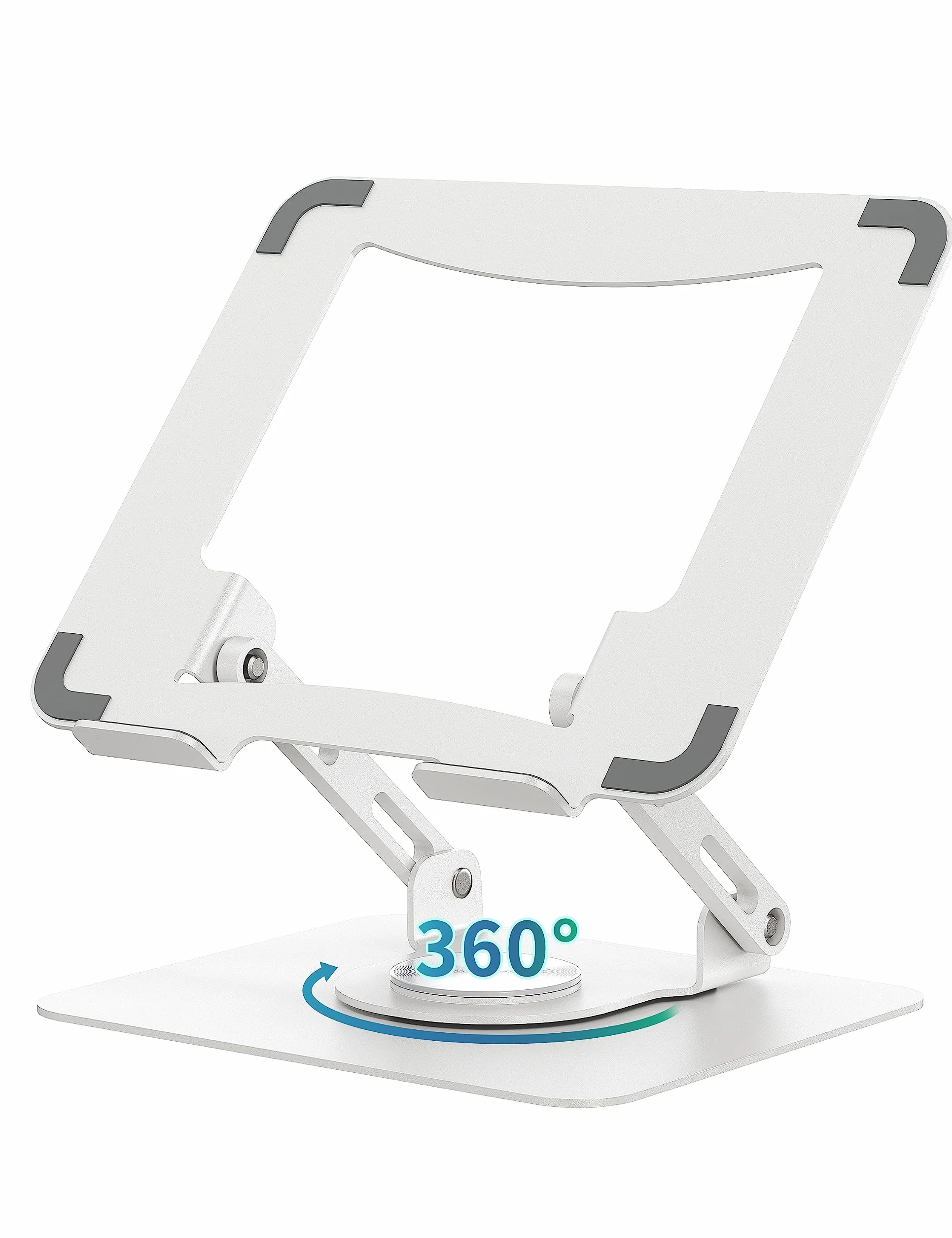SOUNDANCE Soporte para portátil con Base giratoria de 360°, Elevador ergonómico para computadora para Escritorio, Altura Ajustable multiángulo, computadora portátil de 10 a 15.6 Pulgadas, Blanco
