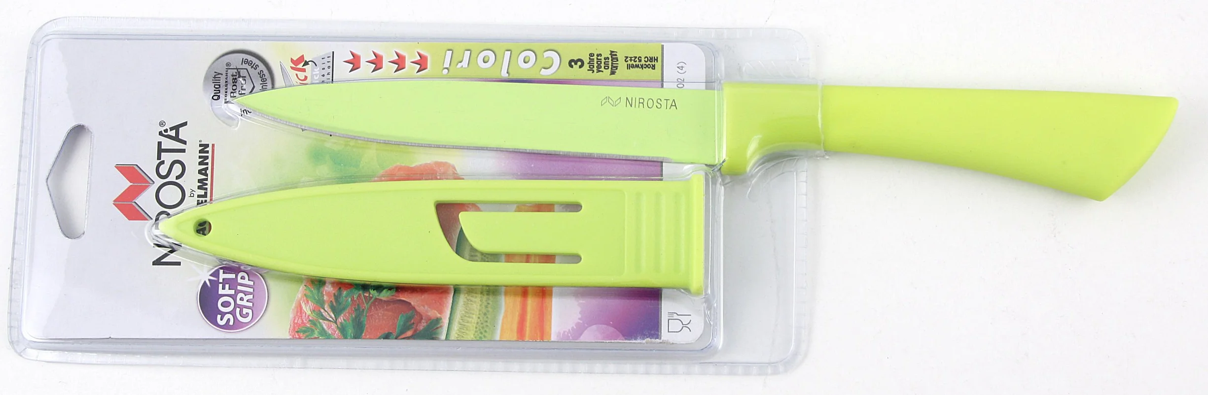 Nirosta Cuchillo Multiuso 12-24cm, Acero Inoxidable, Mango TPR, Verde