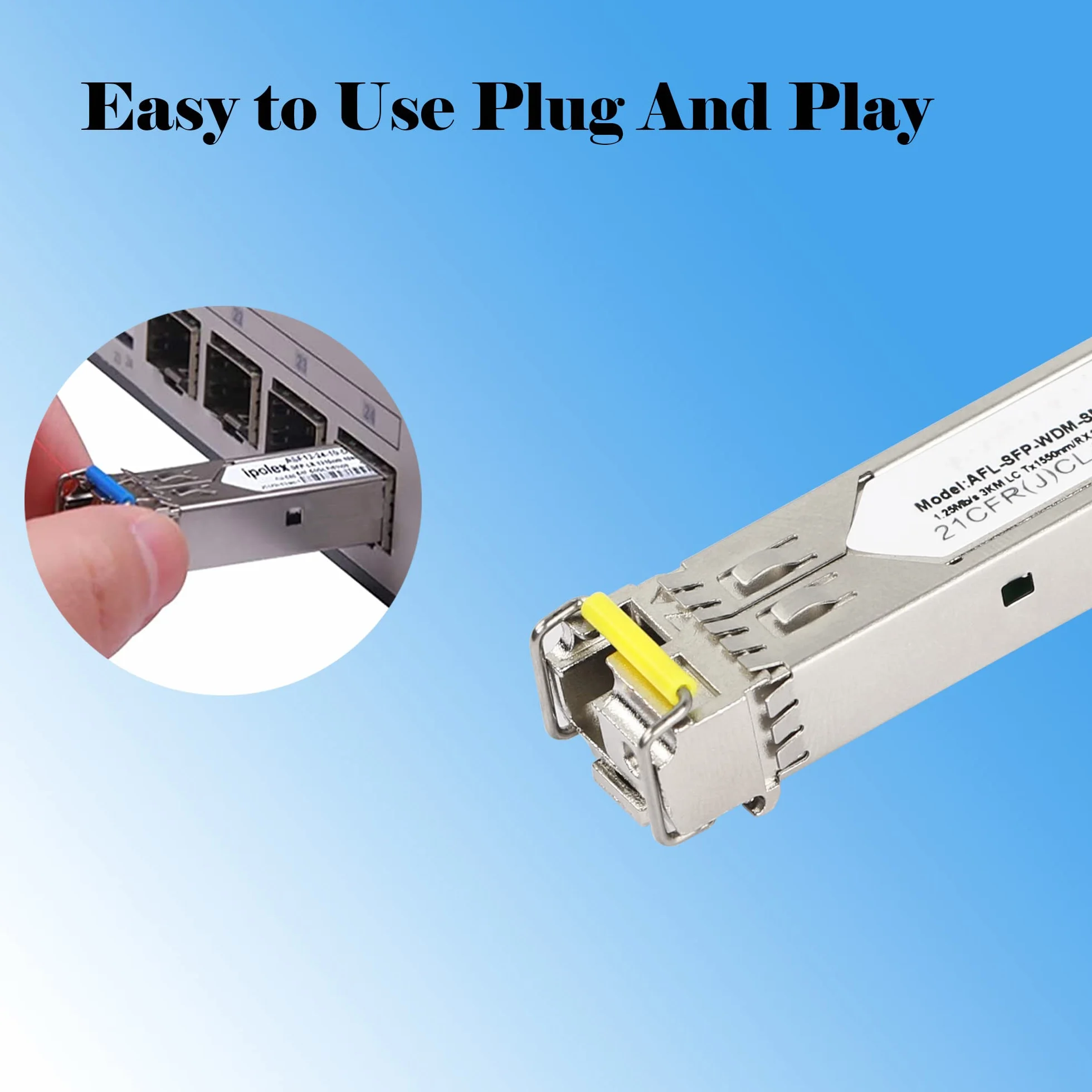 CERRXIAN Transceptor de fibra del módulo BIDI SFP LC del solo modo 1.25G, SFP-WDM-SM, 3KM LC Tx1550nm/Rx1310nm-1 par