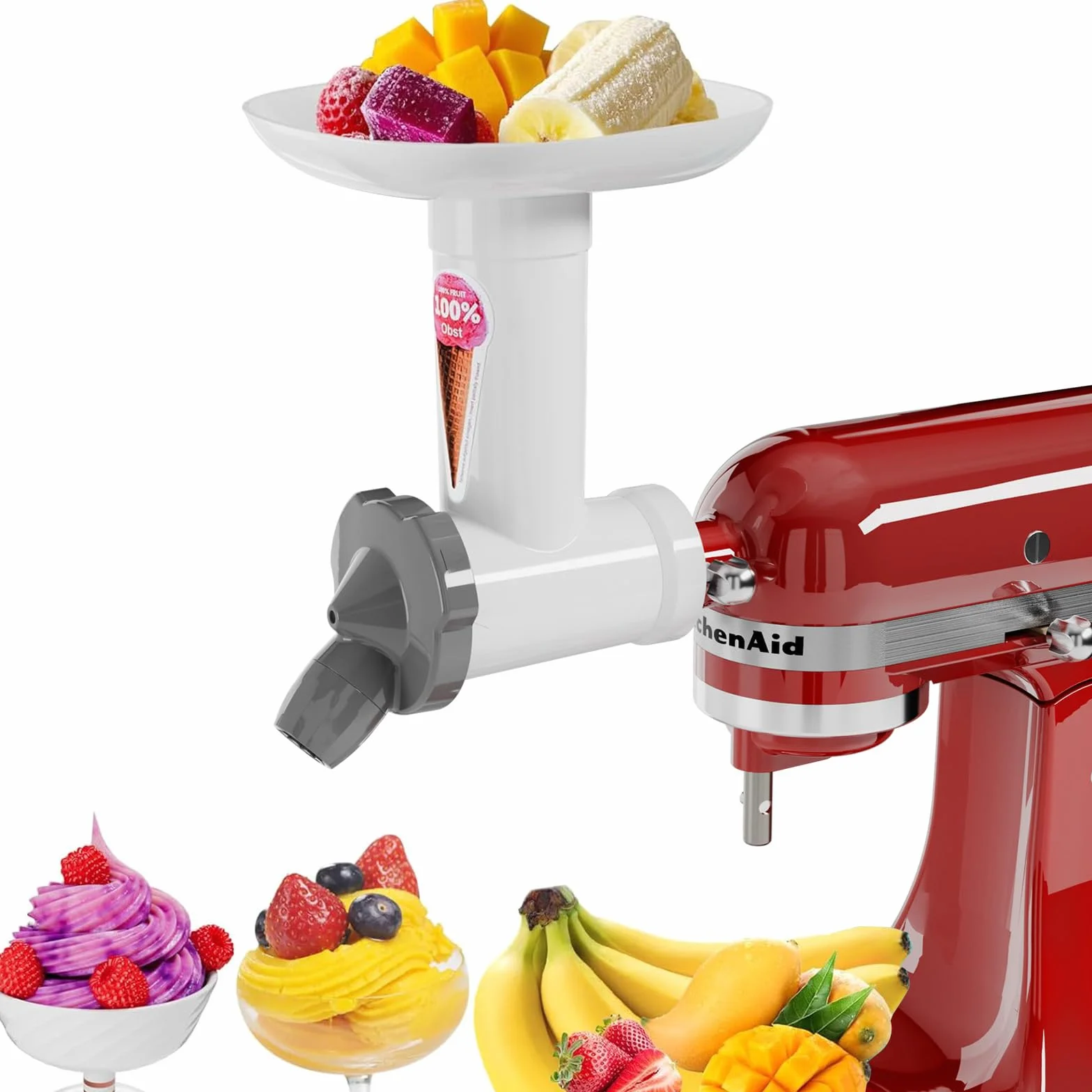Accesorio para máquina de helados Kitchen aid batidora de pie, accesorio para máquina de helado de frutas, máquina de helado suave sin BPA, apto para alimentos, accesorios de cocina sin