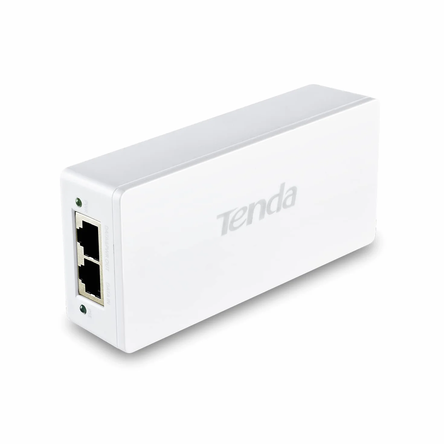 Tenda PoE30G-AT PoE Inyector, Adaptador, Alimentador, 2 Puertos Gigabit RJ45, IEEE 802.3af / at, Plug and Play, Proporciona Energía hasta 100 Metros, 30W, 51V, Blanco