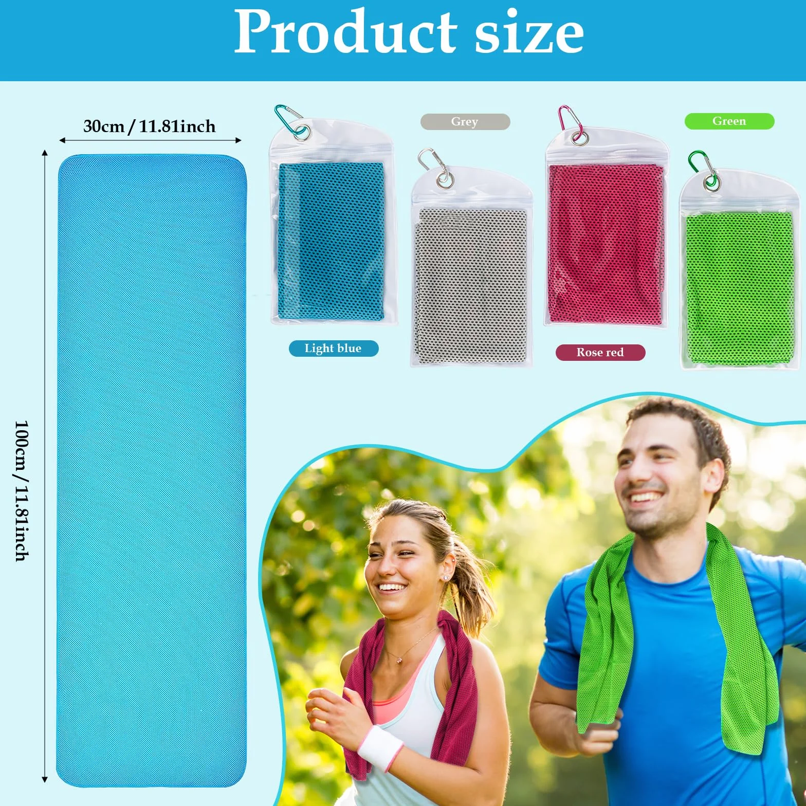 Toallas de enfriamiento de secado rápido, juego de 4, 30 x 100 cm, para fitness deportes
