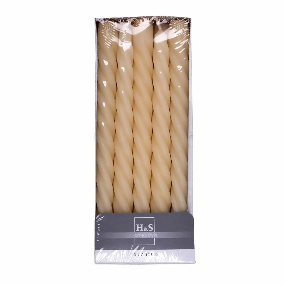 Velas lisas barroco 24x2,2 cm beige 10 unidades 7 horas combustión