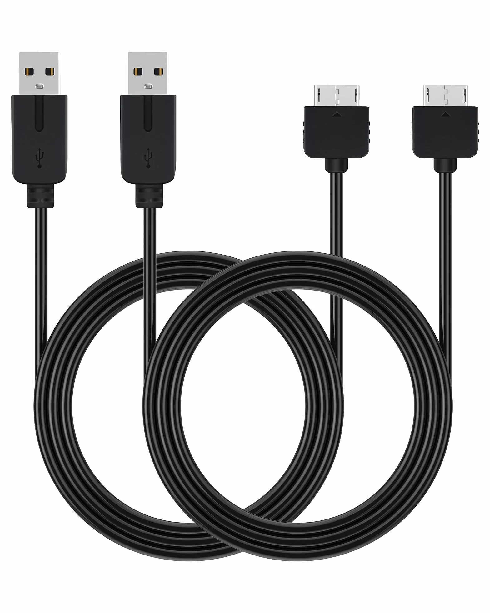 Cable de carga USB para PS Vita 1000, cable de carga rápida de 1,2 m, cubierta de PVC y núcleo de cobre puro de 24 AWG (2, negro)