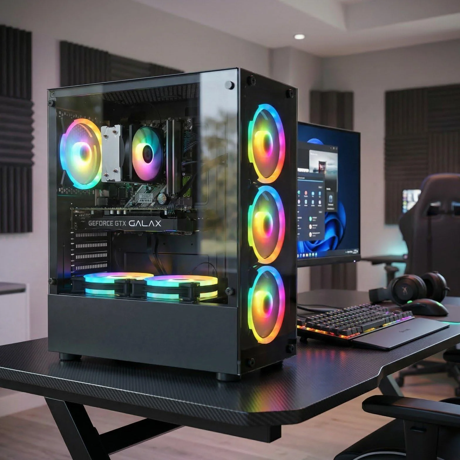 STGsivir PC Gaming, Ordenador de Sobremesa Gaming, Core i7 hasta 3.9GHz, Geforce GTX 1660 Super 6GB GDDR6, 16GB RAM,512GB SSD,WiFi 6,BT5.0,RGB Ventiladores x6,Windows11 Pro