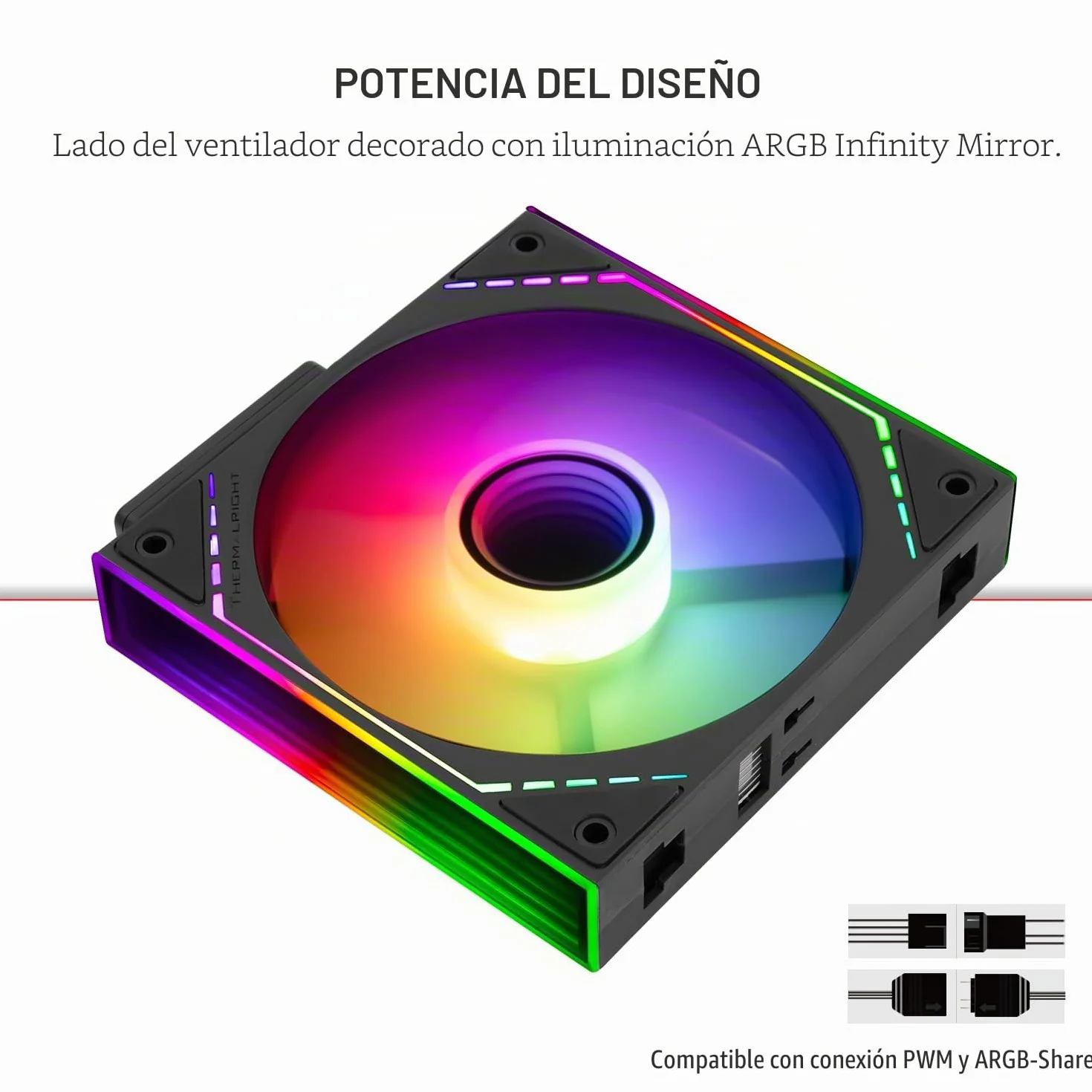 Thermalright TL-M12QR-S X3 - Ventilador de caja (120 mm, silencioso, función PWM, efecto de iluminación Infinity Mirror ARGB, diseño de hoja de ventilador inverso, módulo de chip de alimentación