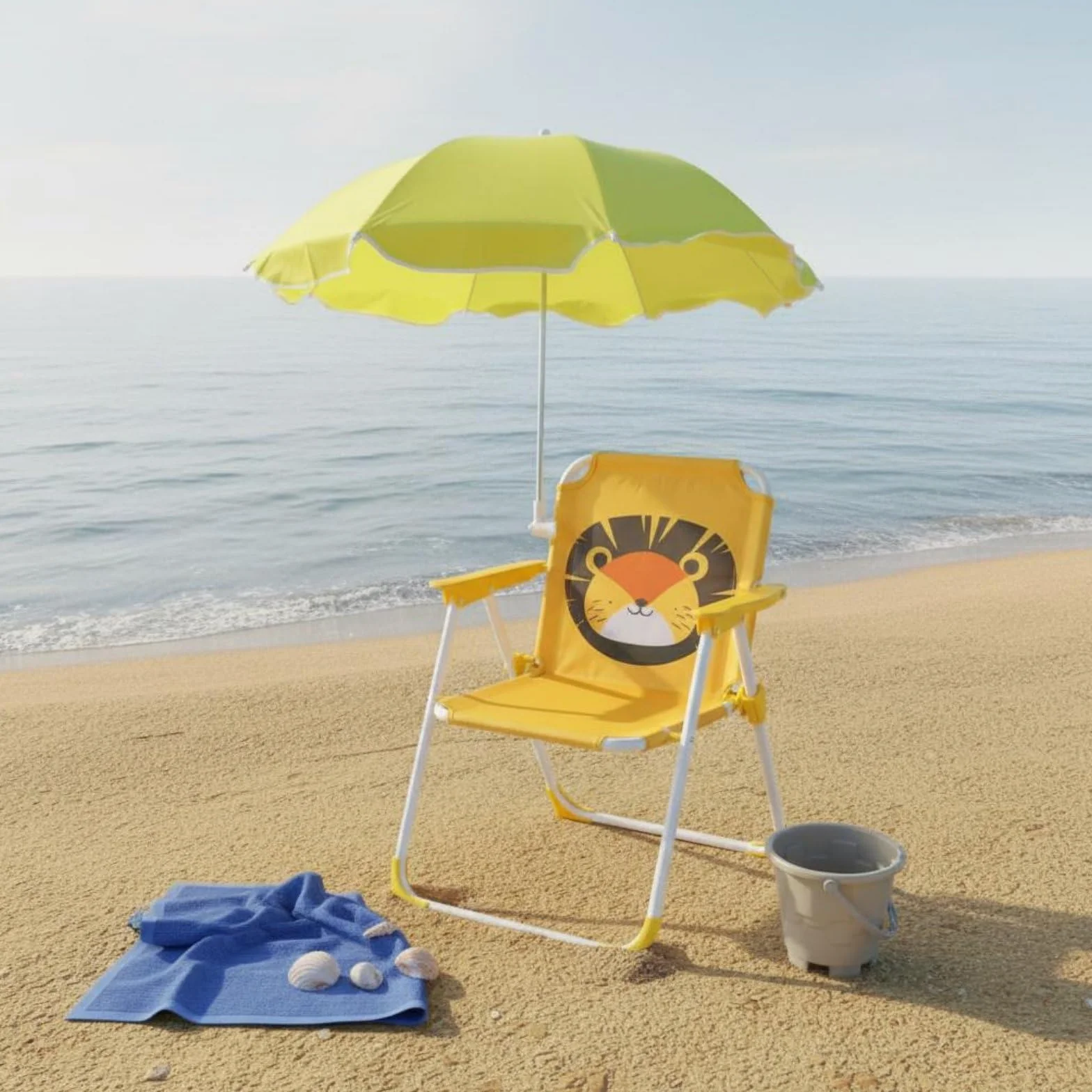 Predolo Silla de Playa Infantil con Sombrilla Protección Solar Plegable para Niños Unicornio